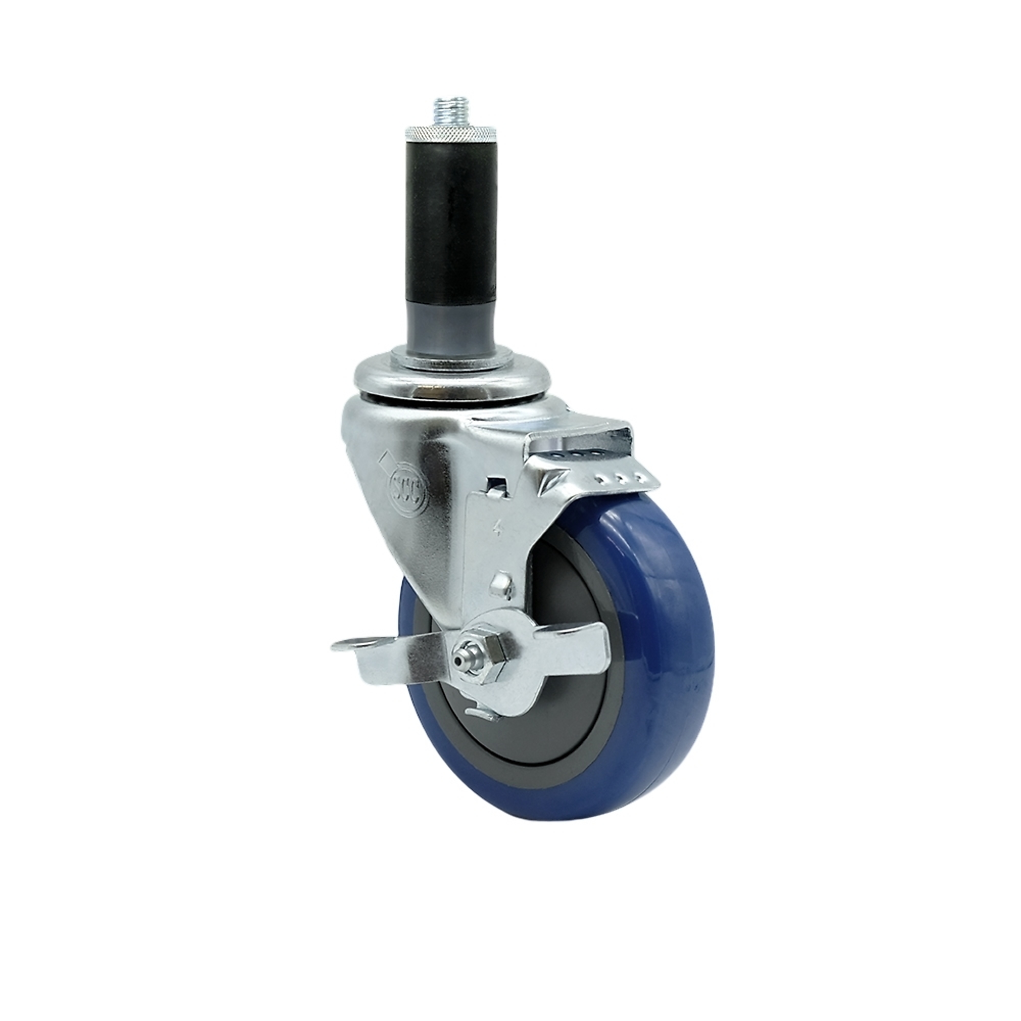 Service Caster, 4Inch x 1 1/4Inch Stem Caster, Wheel Diameter 4 in, Caster Type Swivel, Package (qty.) 1, Model SCC-EX20S414-PPUB-BLUE-TLB-MTG43