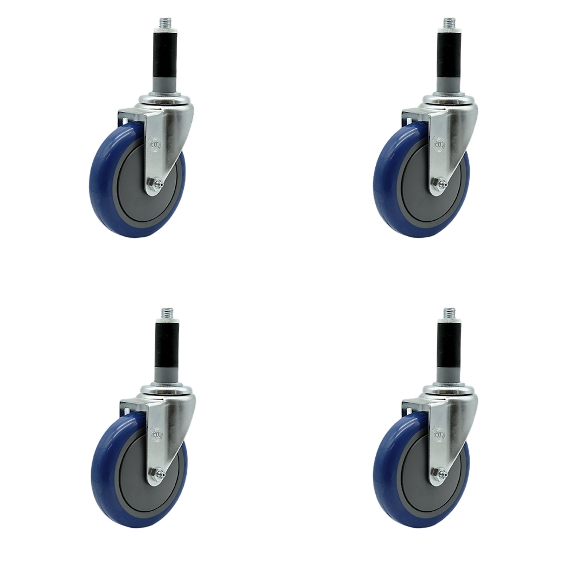 Service Caster, 5Inch x 1 1/4Inch Stem Casters, Wheel Diameter 5 in, Caster Type Rigid, Package (qty.) 4, Model SCC-EX20S514-PPUB-BLUE-MTG42-4