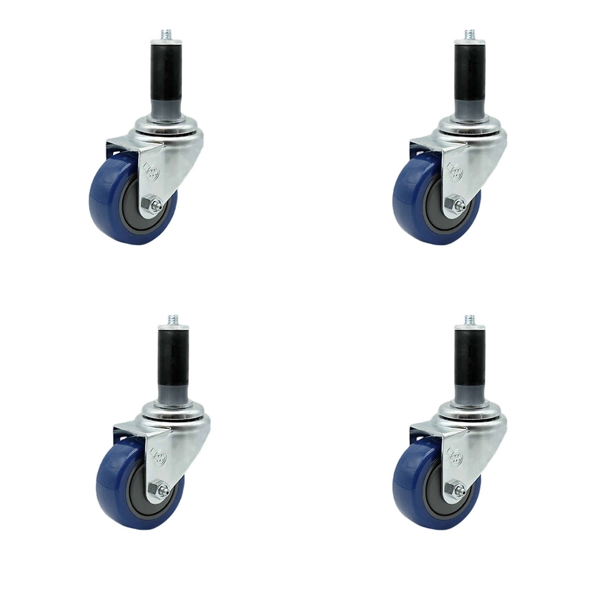 Service Caster, 3 1/2Inch x 1 1/4Inch Stem Casters, Wheel Diameter 3.5 in, Caster Type Rigid, Package (qty.) 4, Model SCC-EX20S3514-PPUB-BLUE-MTG44-4