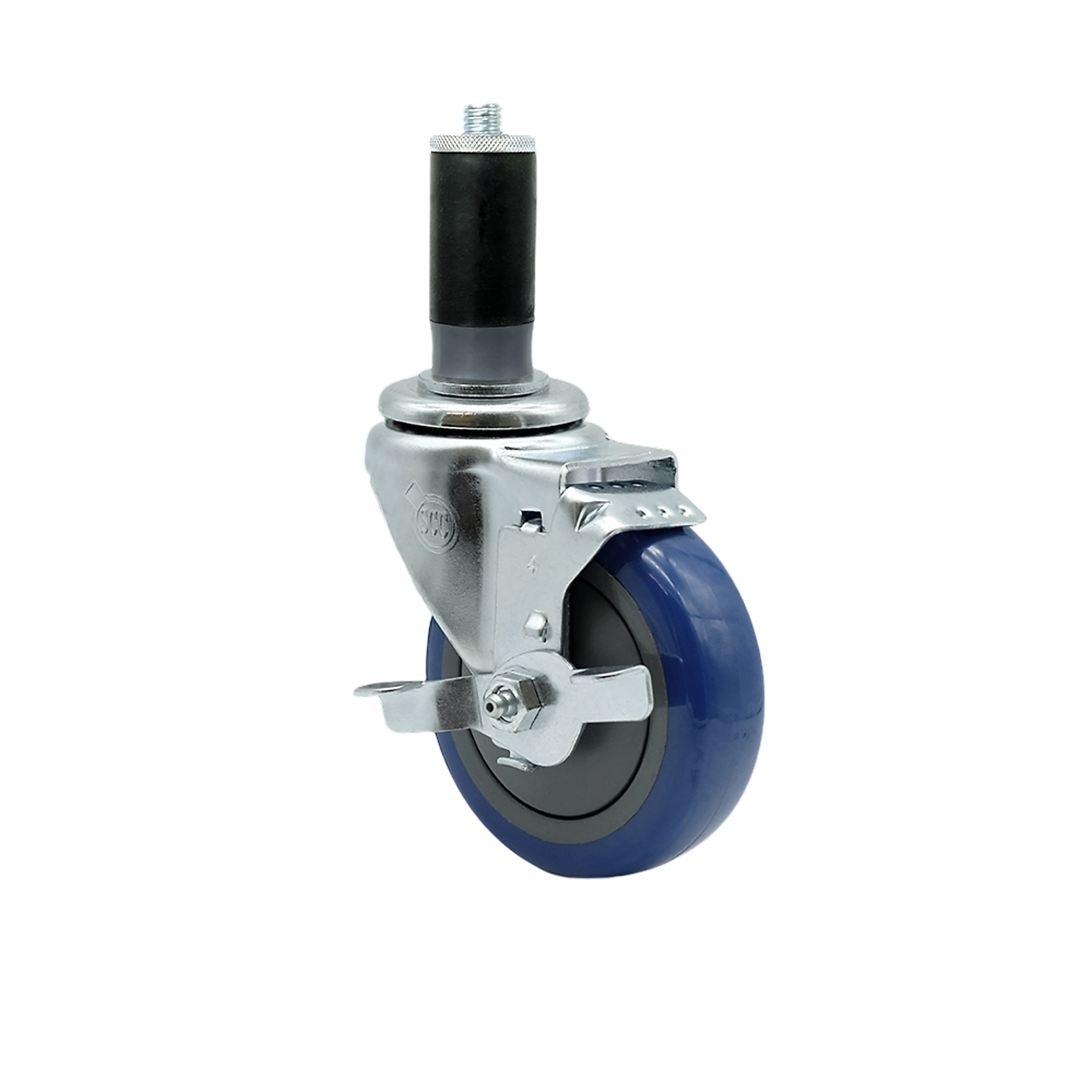 Service Caster, 4Inch x 1 1/4Inch Stem Caster, Wheel Diameter 4 in, Caster Type Swivel, Package (qty.) 1, Model SCC-EX20S414-PPUB-BLUE-TLB-MTG44