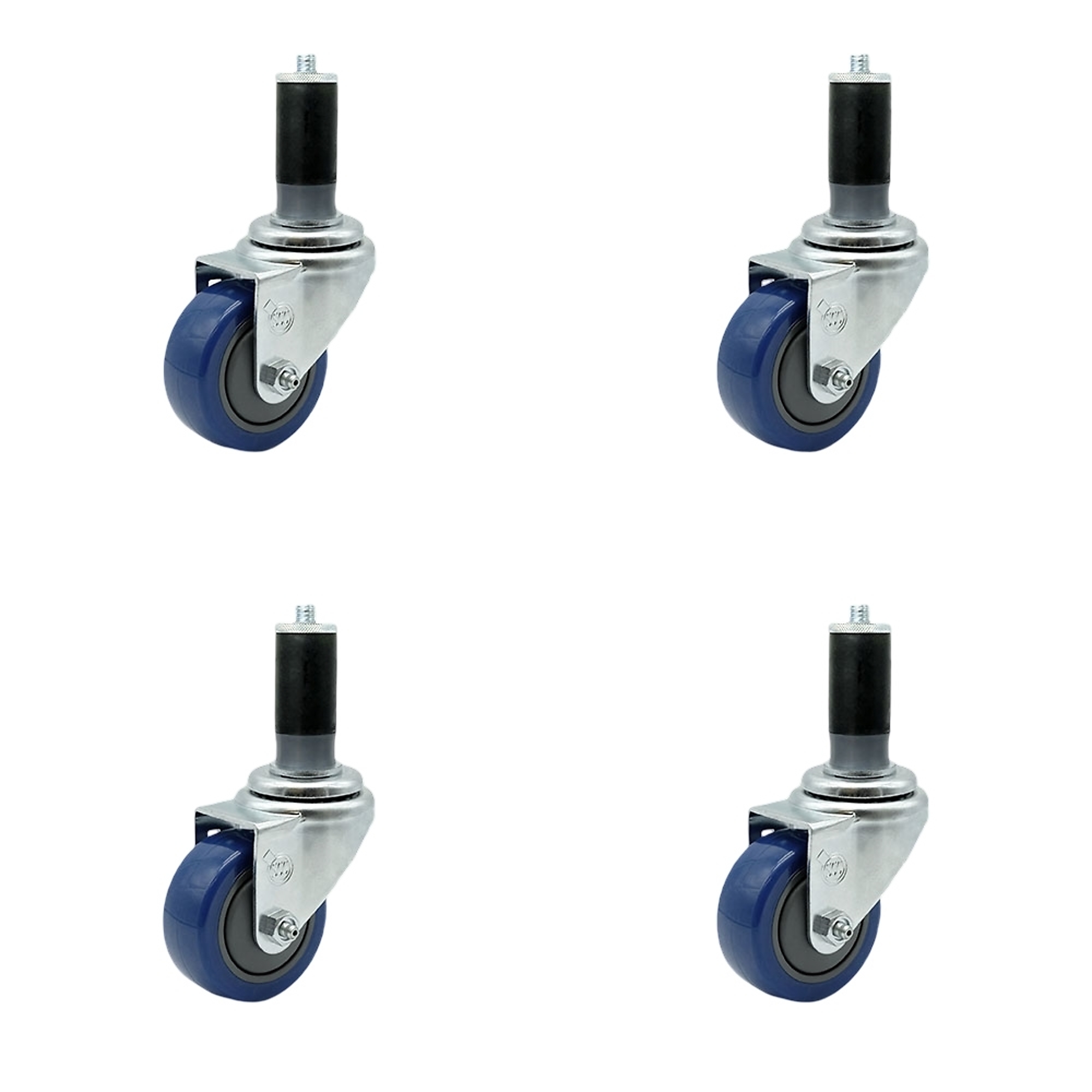 Service Caster, 3 1/2Inch x 1 1/4Inch Stem Casters, Wheel Diameter 3.5 in, Caster Type Rigid, Package (qty.) 4, Model SCC-EX20S3514-PPUB-BLUE-MTG45-4