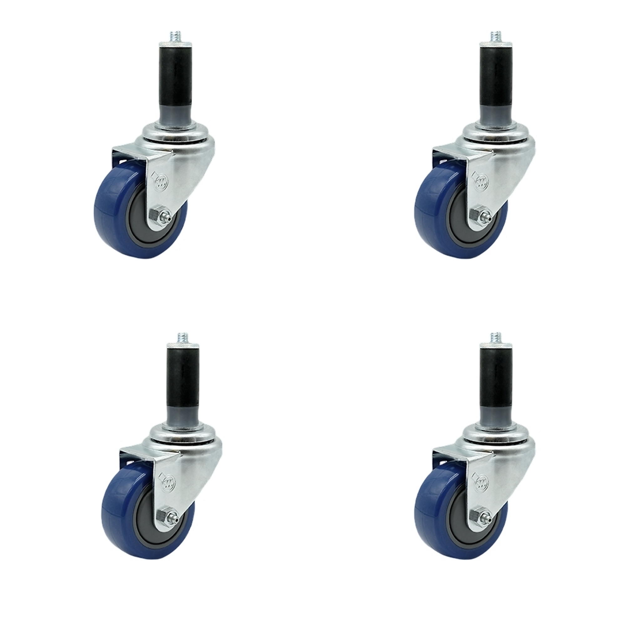 Service Caster, 3Inch x 1 1/4Inch Stem Casters, Wheel Diameter 3 in, Caster Type Rigid, Package (qty.) 4, Model SCC-EX20S314-PPUB-BLUE-MTG44-4