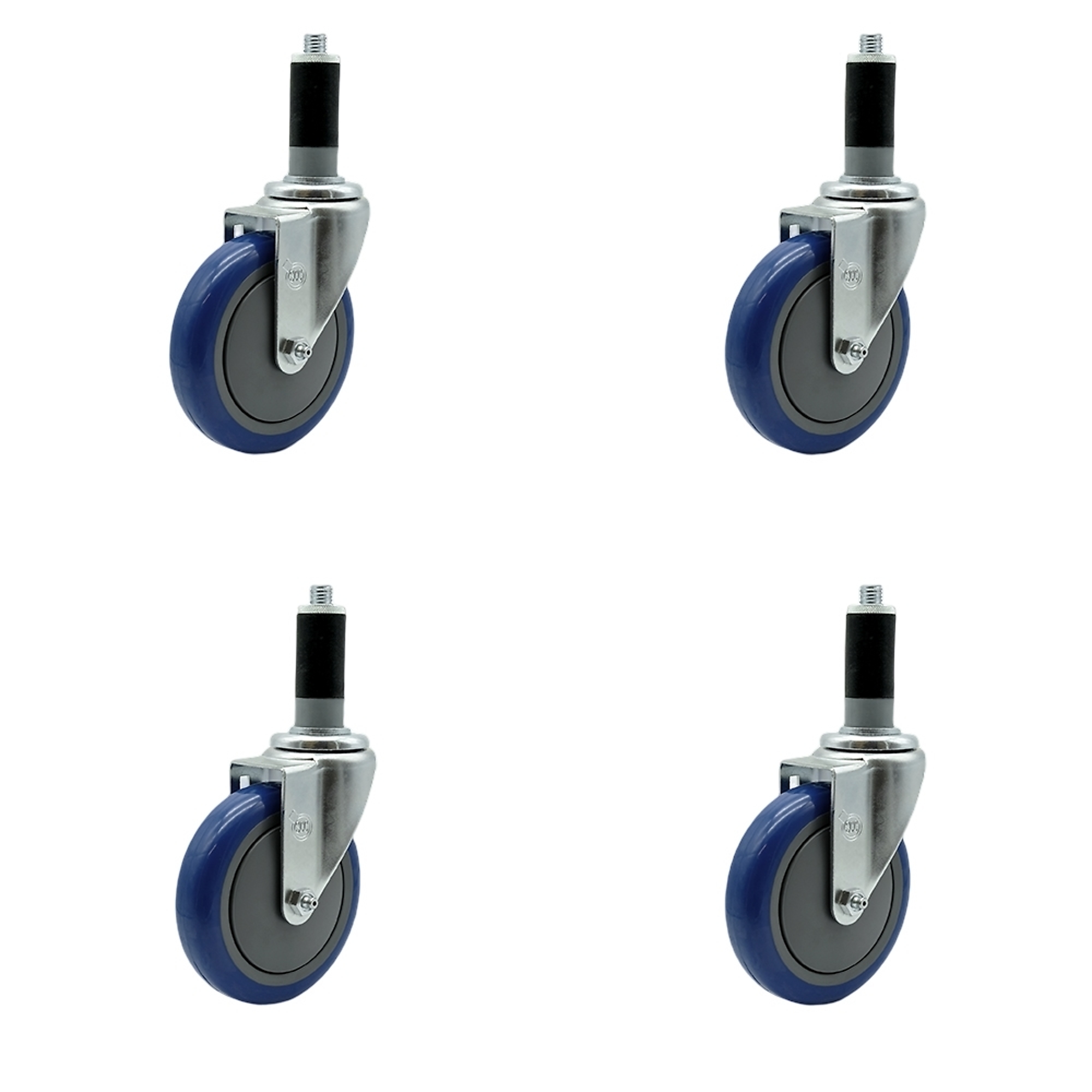 Service Caster, 5Inch x 1 1/4Inch Stem Casters, Wheel Diameter 5 in, Caster Type Rigid, Package (qty.) 4, Model SCC-EX20S514-PPUB-BLUE-MTG43-4