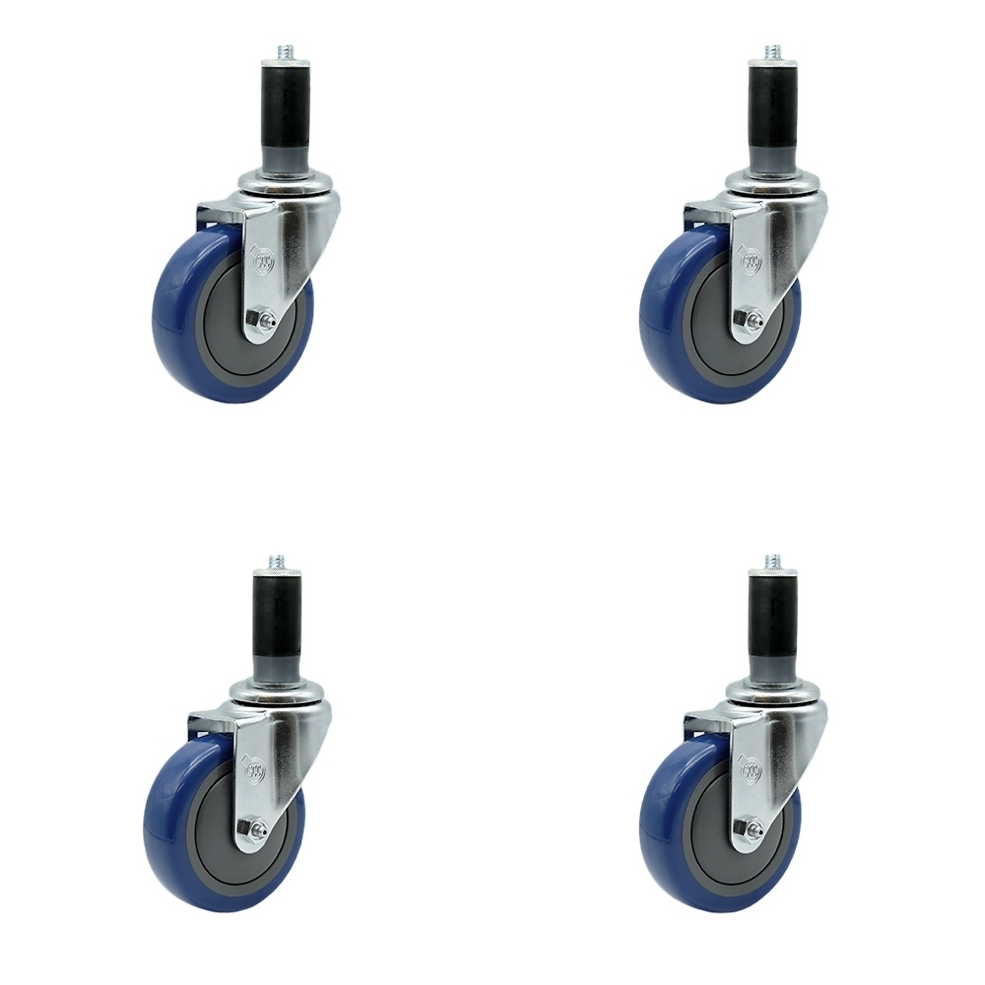 Service Caster, 4Inch x 1 1/4Inch Stem Casters, Wheel Diameter 4 in, Caster Type Rigid, Package (qty.) 4, Model SCC-EX20S414-PPUB-BLUE-MTG44-4