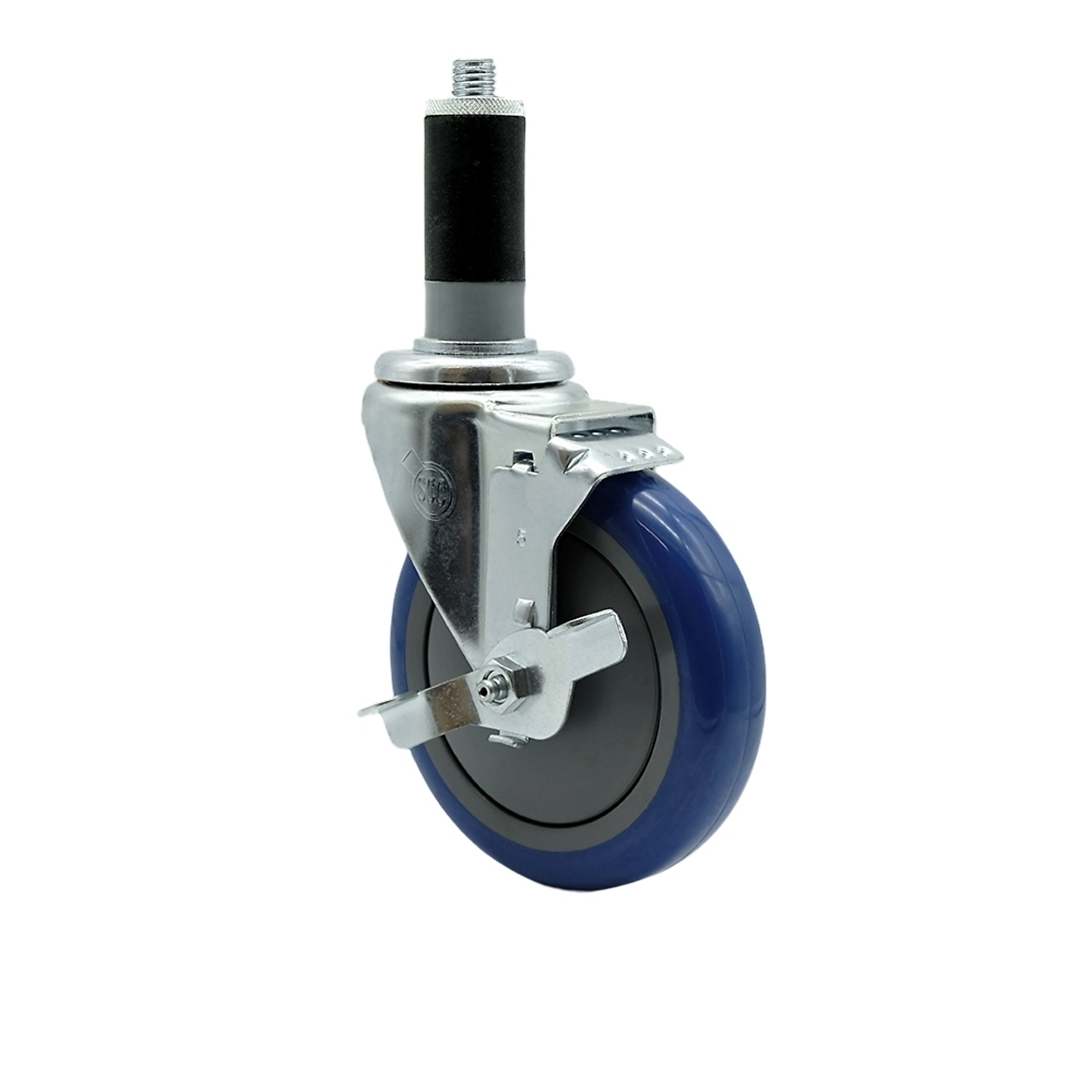 Service Caster, 5Inch x 1 1/4Inch Stem Caster, Wheel Diameter 5 in, Caster Type Swivel, Package (qty.) 1, Model SCC-EX20S514-PPUB-BLUE-TLB-MTG44