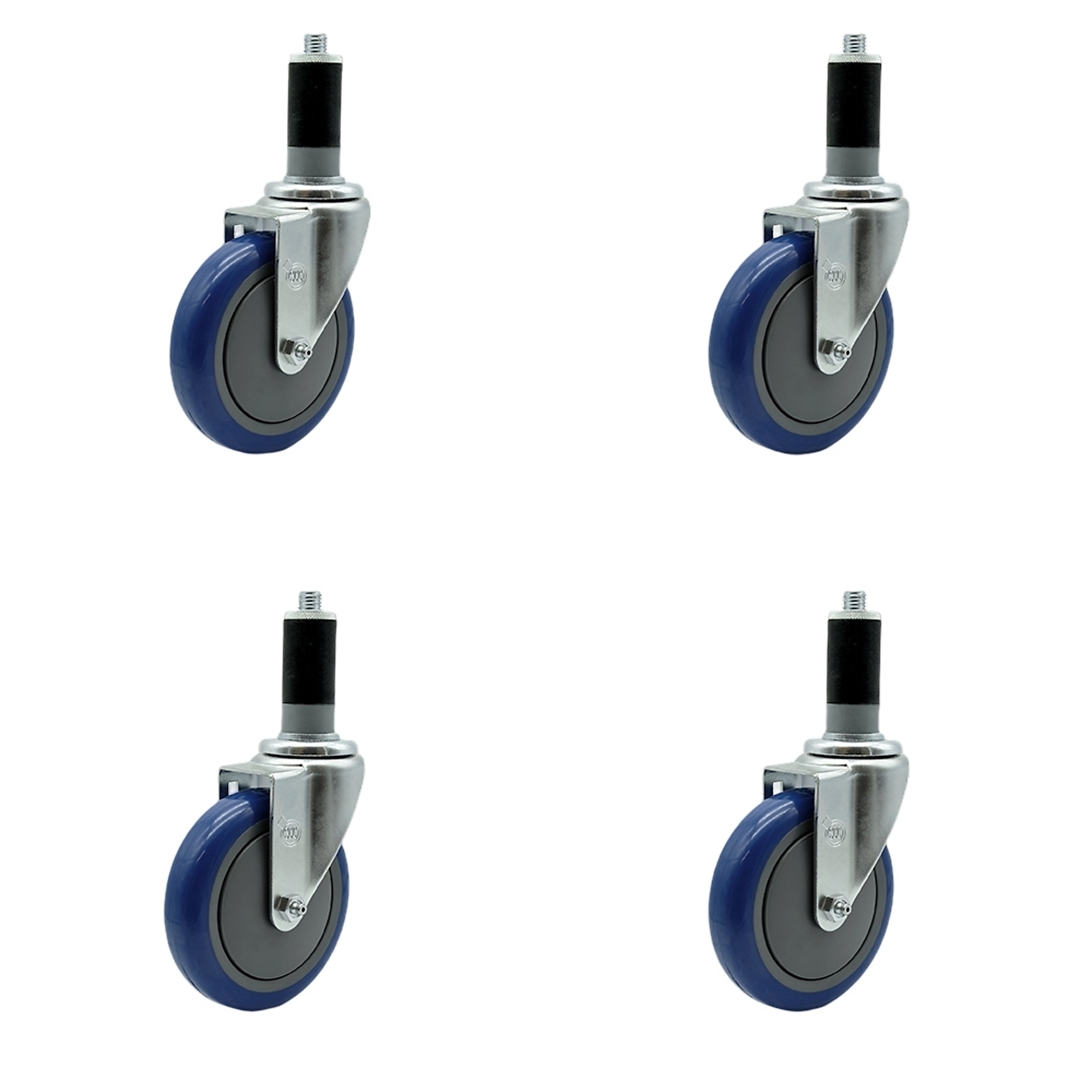 Service Caster, 5Inch x 1 1/4Inch Stem Casters, Wheel Diameter 5 in, Caster Type Rigid, Package (qty.) 4, Model SCC-EX20S514-PPUB-BLUE-MTG44-4