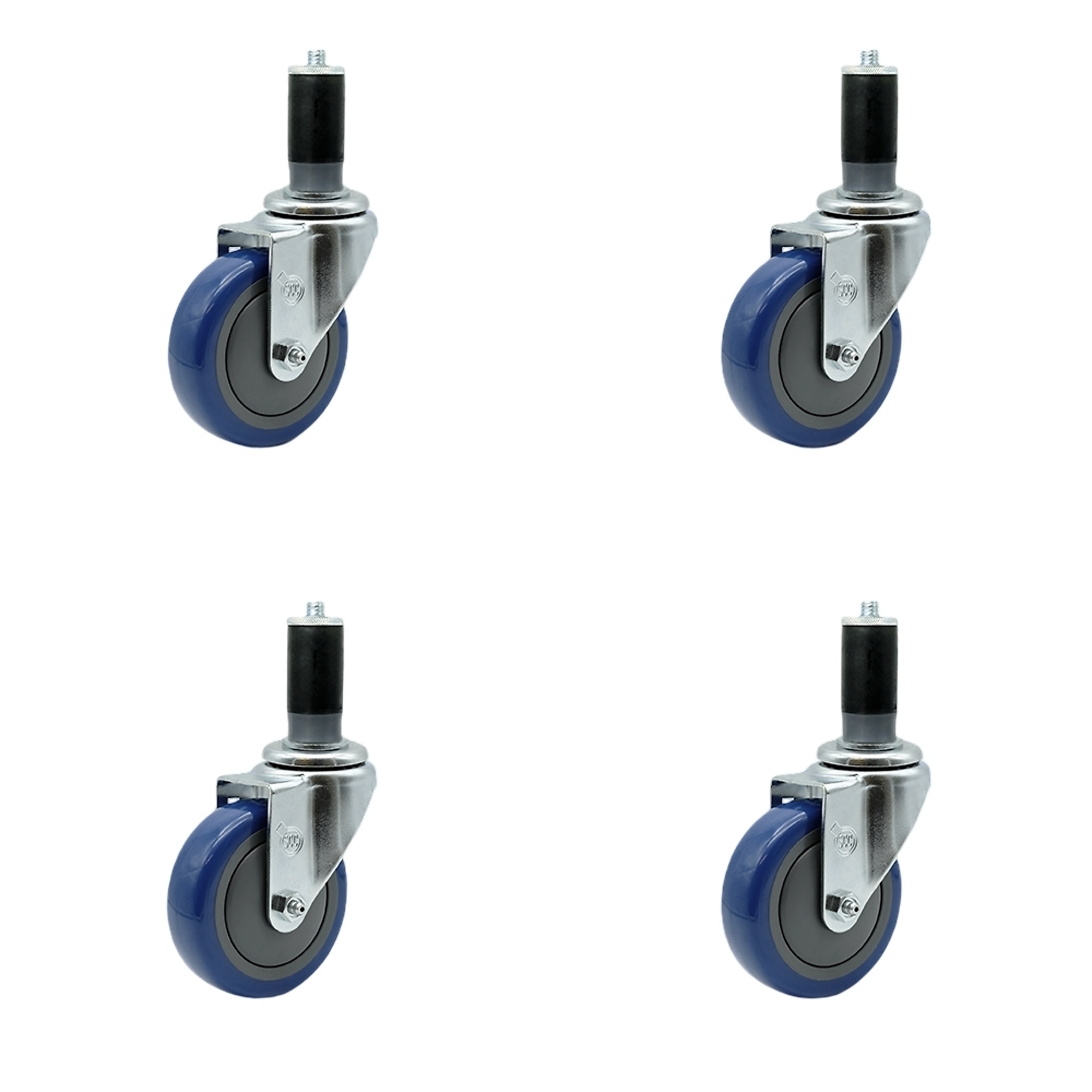 Service Caster, 4Inch x 1 1/4Inch Stem Casters, Wheel Diameter 4 in, Caster Type Rigid, Package (qty.) 4, Model SCC-EX20S414-PPUB-BLUE-MTG45-4