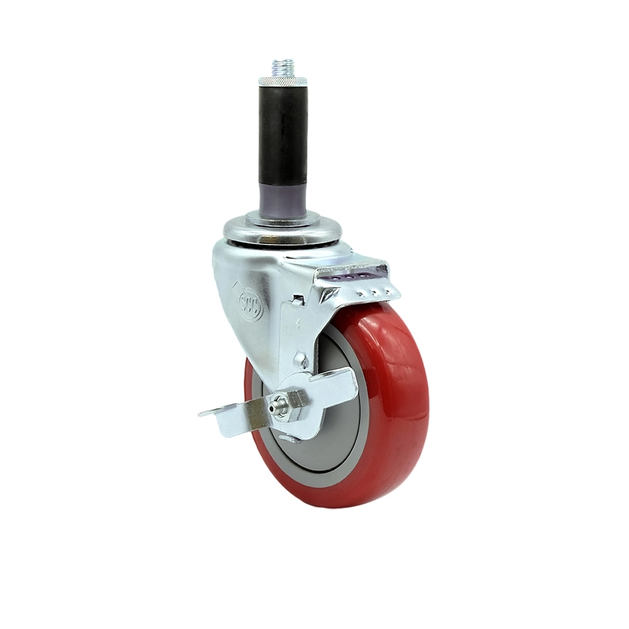 Service Caster, 4Inch x 1 1/4Inch Stem Caster, Wheel Diameter 4 in, Caster Type Swivel, Package (qty.) 1, Model SCC-EX20S414-PPUB-RED-TLB-MTG41