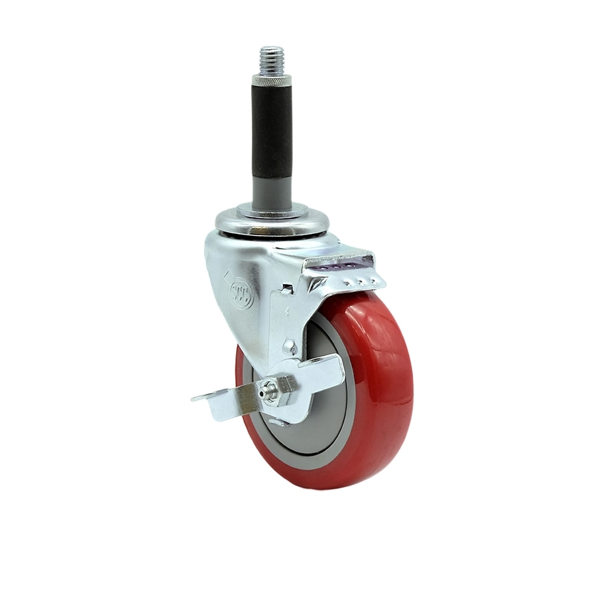 Service Caster, 4Inch x 1 1/4Inch Stem Caster, Wheel Diameter 4 in, Caster Type Swivel, Package (qty.) 1, Model SCC-EX20S414-PPUB-RED-TLB-MTG40