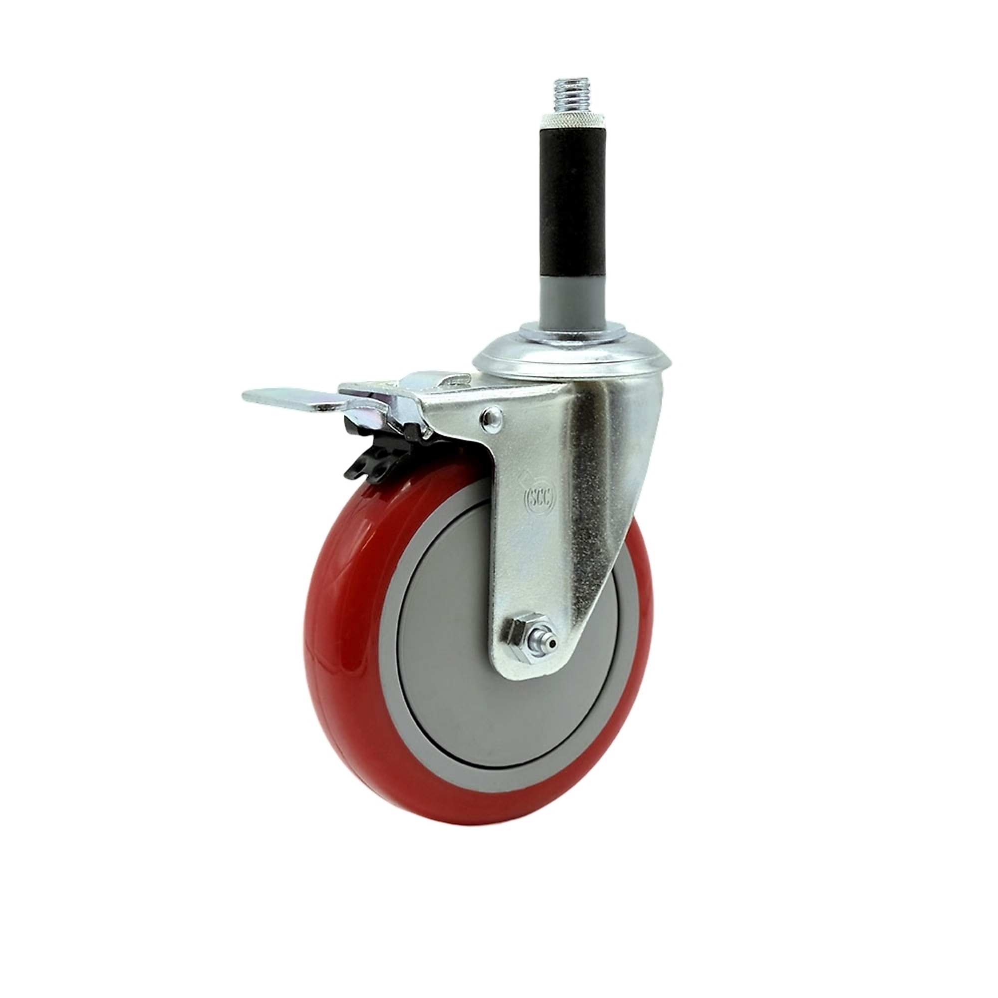 Service Caster, 5Inch x 1 1/4Inch Stem Casters, Wheel Diameter 5 in, Caster Type Swivel, Package (qty.) 1, Model SCC-TTLEX20S514-PPUB-RED-MTG41