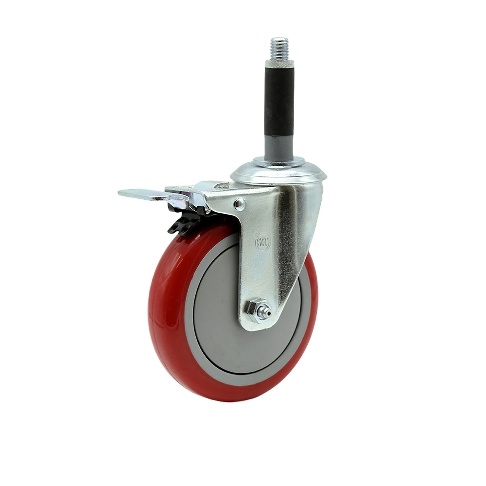 Service Caster, 5Inch x 1 1/4Inch Stem Casters, Wheel Diameter 5 in, Caster Type Swivel, Package (qty.) 1, Model SCC-TTLEX20S514-PPUB-RED-MTG40