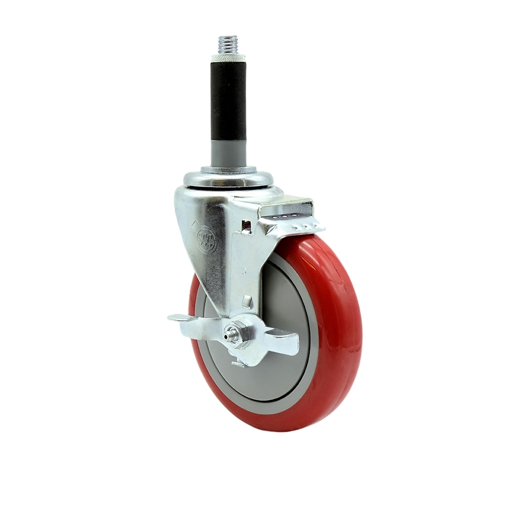 Service Caster, 5Inch x 1 1/4Inch Stem Caster, Wheel Diameter 5 in, Caster Type Swivel, Package (qty.) 1, Model SCC-EX20S514-PPUB-RED-TLB-MTG41