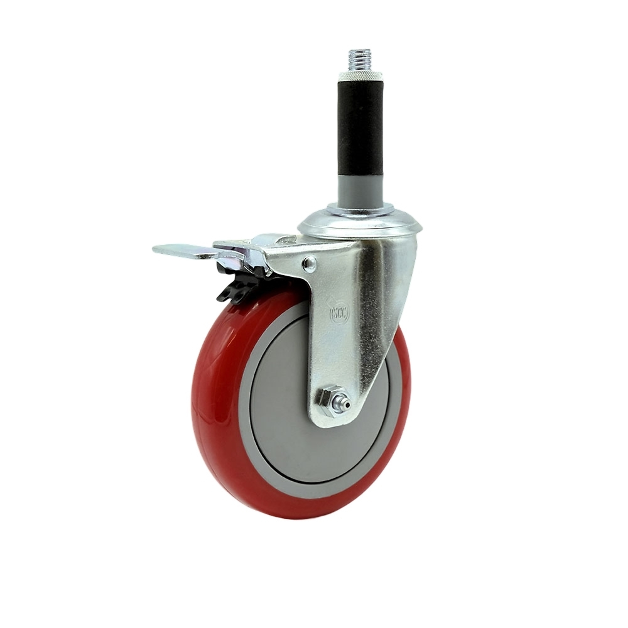 Service Caster, 5Inch x 1 1/4Inch Stem Casters, Wheel Diameter 5 in, Caster Type Swivel, Package (qty.) 1, Model SCC-TTLEX20S514-PPUB-RED-MTG42