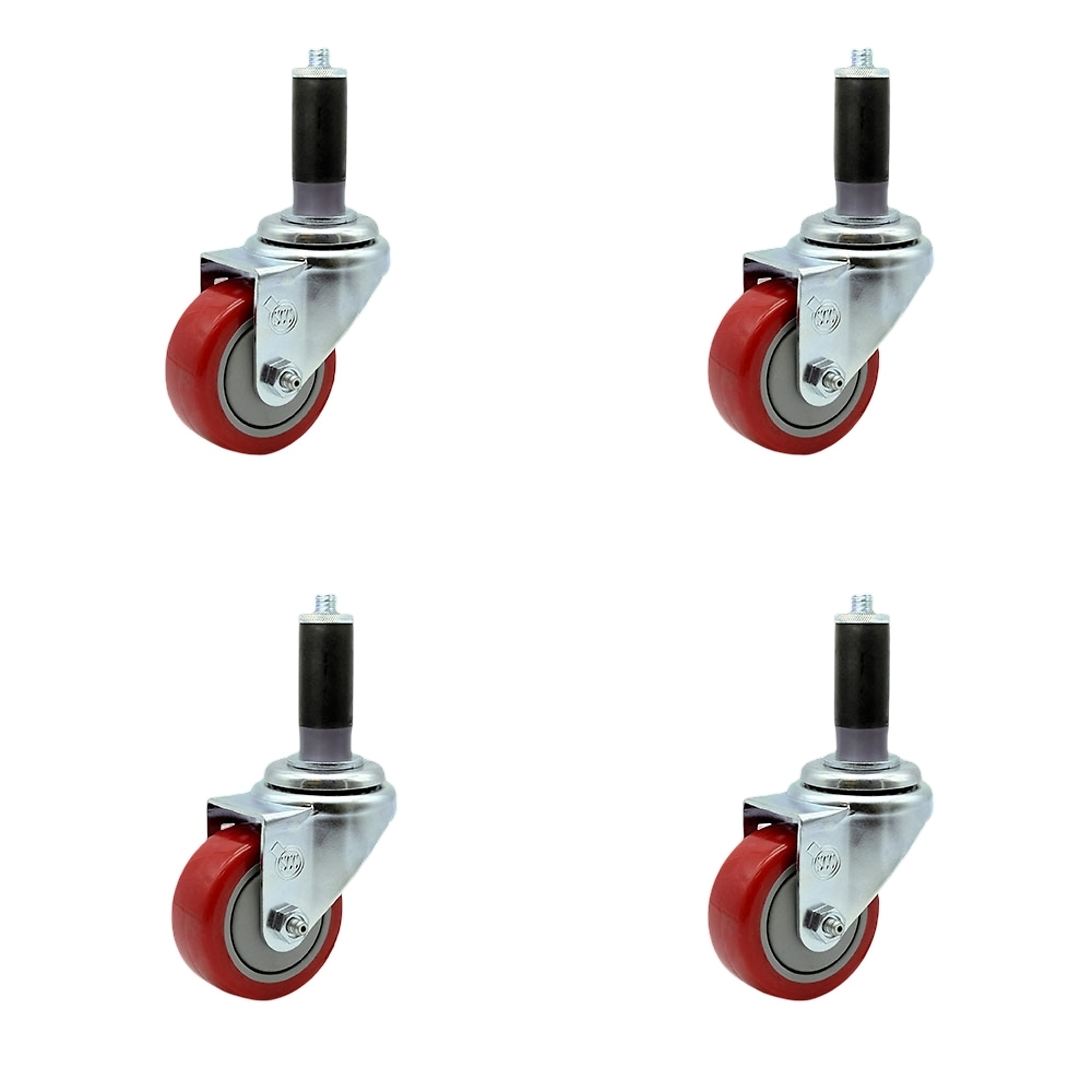 Service Caster, 3 1/2Inch x 1 1/4Inch Stem Casters, Wheel Diameter 3.5 in, Caster Type Rigid, Package (qty.) 4, Model SCC-EX20S3514-PPUB-RED-MTG42-4