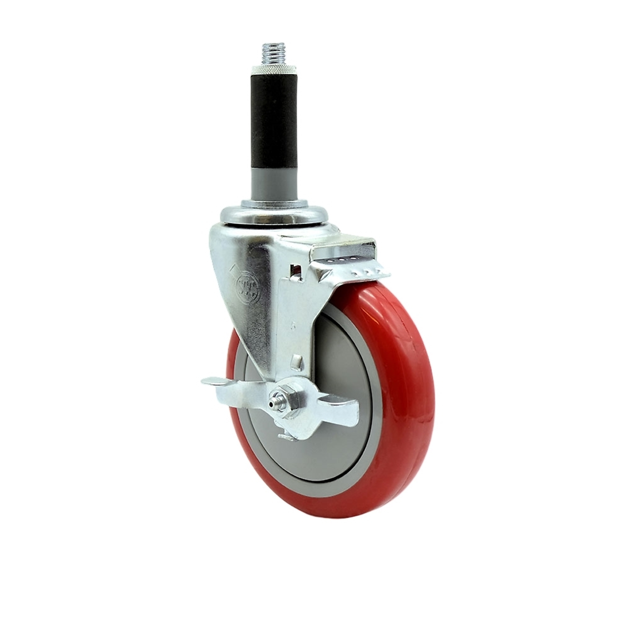 Service Caster, 5Inch x 1 1/4Inch Stem Caster, Wheel Diameter 5 in, Caster Type Swivel, Package (qty.) 1, Model SCC-EX20S514-PPUB-RED-TLB-MTG42