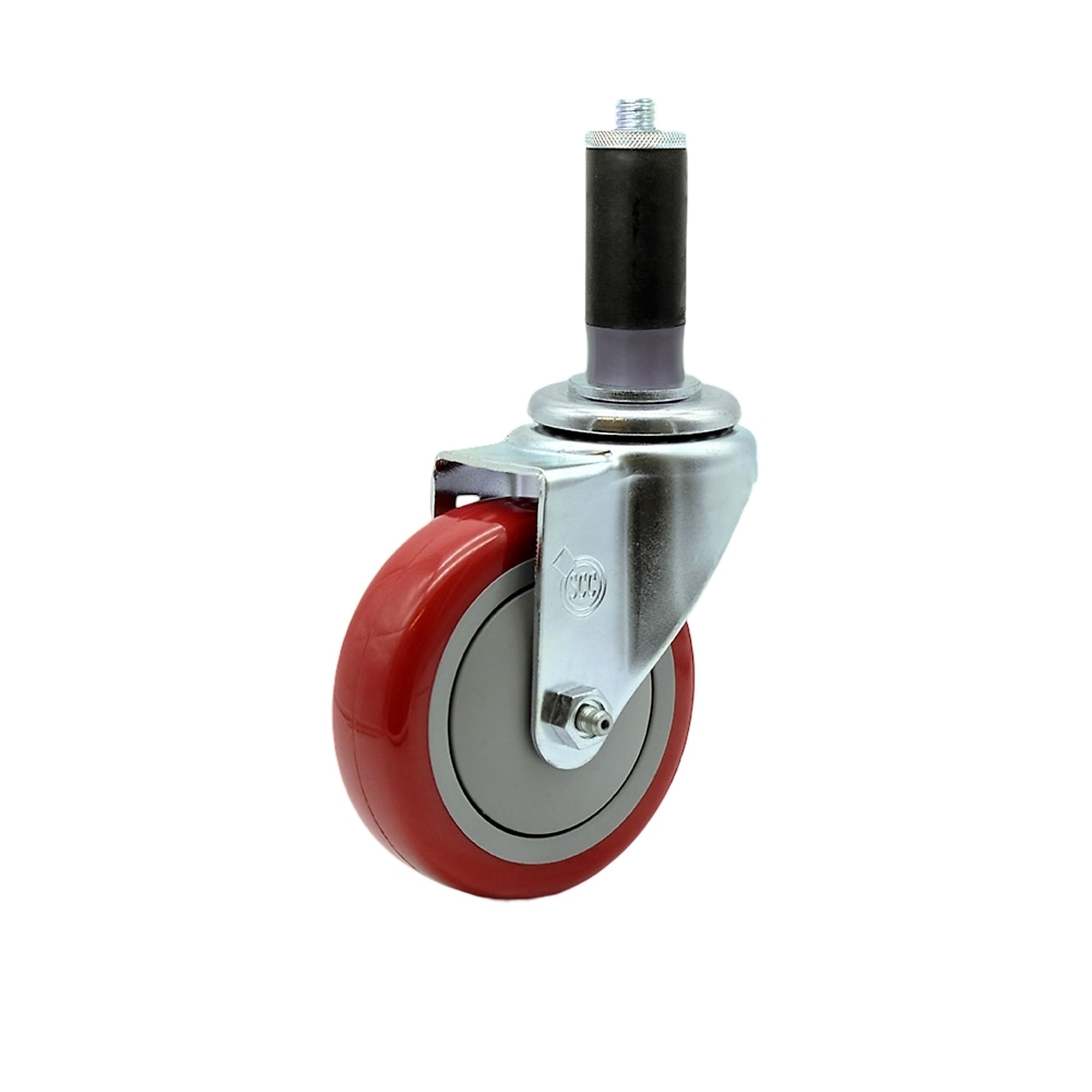 Service Caster, 4Inch x 1 1/4Inch Stem Caster, Wheel Diameter 4 in, Caster Type Swivel, Package (qty.) 1, Model SCC-EX20S414-PPUB-RED-MTG43