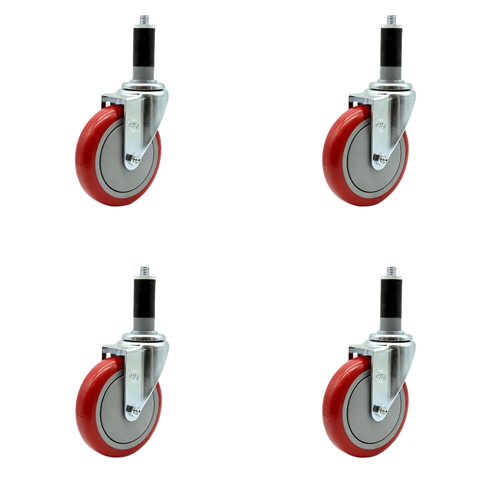 Service Caster, 5Inch x 1 1/4Inch Stem Casters, Wheel Diameter 5 in, Caster Type Rigid, Package (qty.) 4, Model SCC-EX20S514-PPUB-RED-MTG44-4