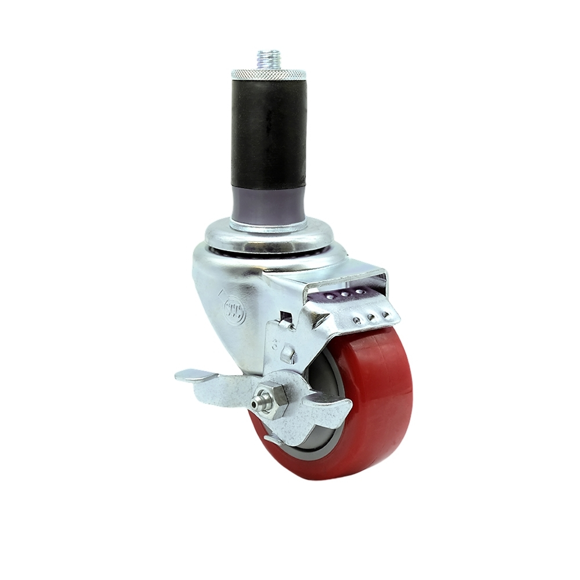 Service Caster, 3Inch x 1 1/4Inch Stem Caster, Wheel Diameter 3 in, Caster Type Swivel, Package (qty.) 1, Model SCC-EX20S314-PPUB-RED-TLB-MTG46