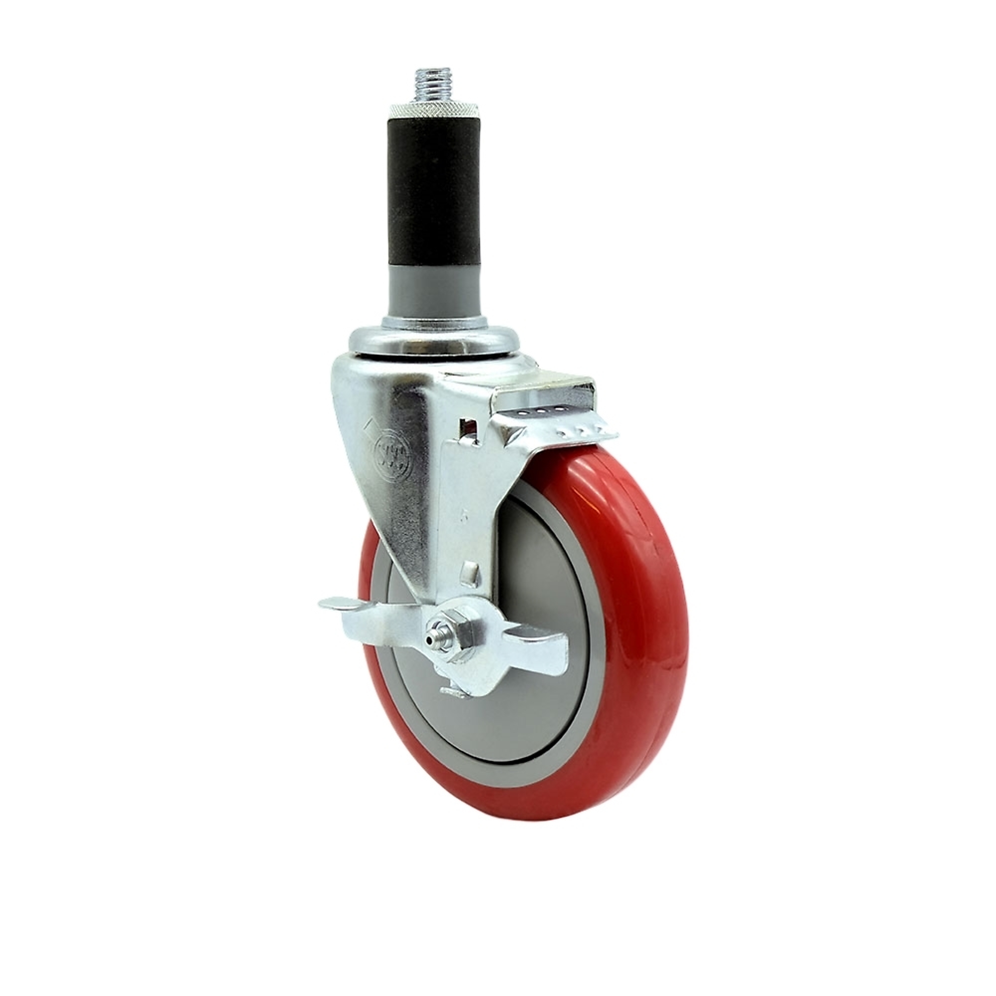 Service Caster, 5Inch x 1 1/4Inch Stem Caster, Wheel Diameter 5 in, Caster Type Swivel, Package (qty.) 1, Model SCC-EX20S514-PPUB-RED-TLB-MTG45