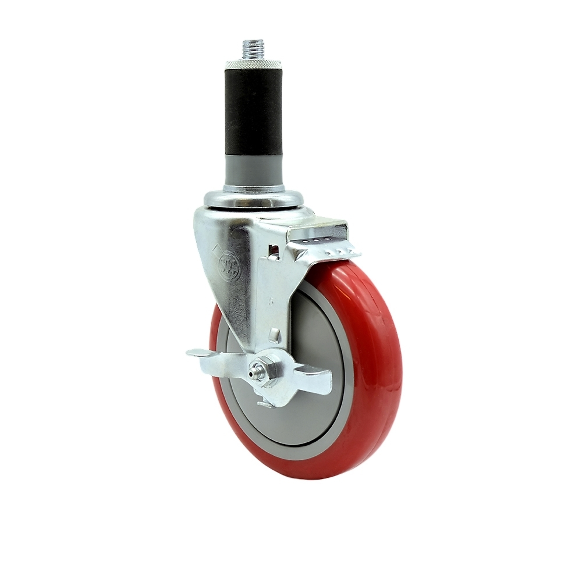 Service Caster, 5Inch x 1 1/4Inch Stem Caster, Wheel Diameter 5 in, Caster Type Swivel, Package (qty.) 1, Model SCC-EX20S514-PPUB-RED-TLB-MTG46