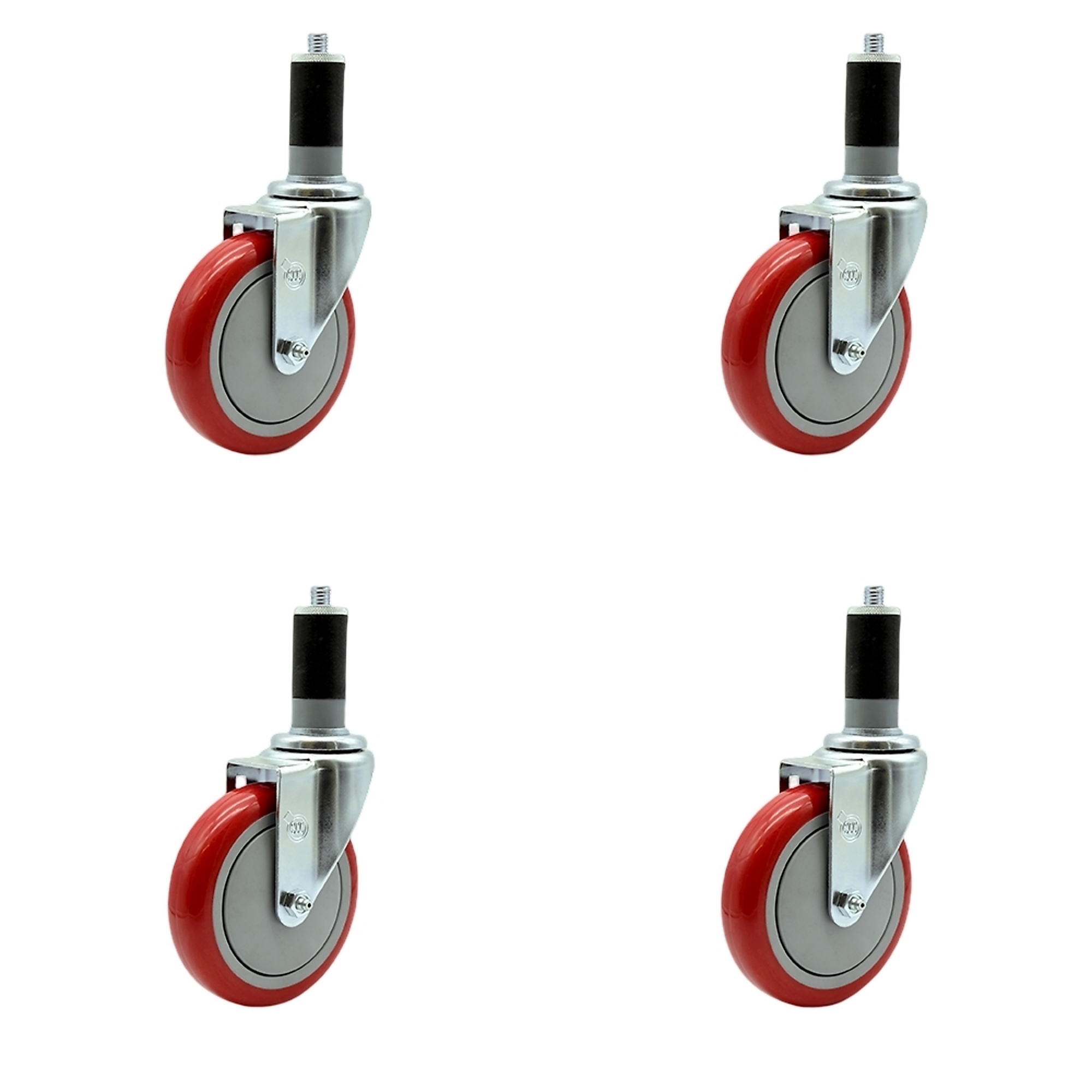 Service Caster, 5Inch x 1 1/4Inch Stem Casters, Wheel Diameter 5 in, Caster Type Rigid, Package (qty.) 4, Model SCC-EX20S514-PPUB-RED-MTG46-4