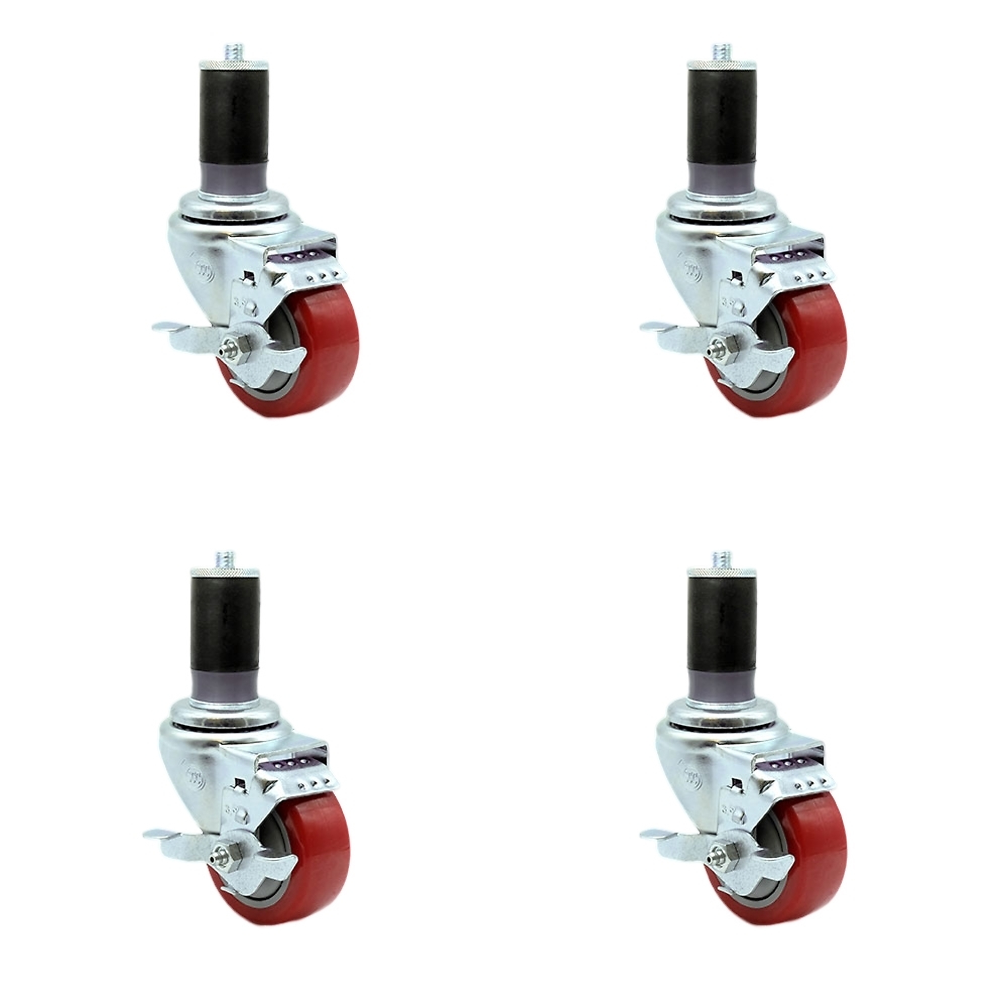 Service Caster, 3 1/2Inch x 1 1/4Inch Stem Casters, Wheel Diameter 3.5 in, Caster Type Rigid, Package (qty.) 4, Model SCC-EX20S3514-PPUB-RED-TLB-MTG47