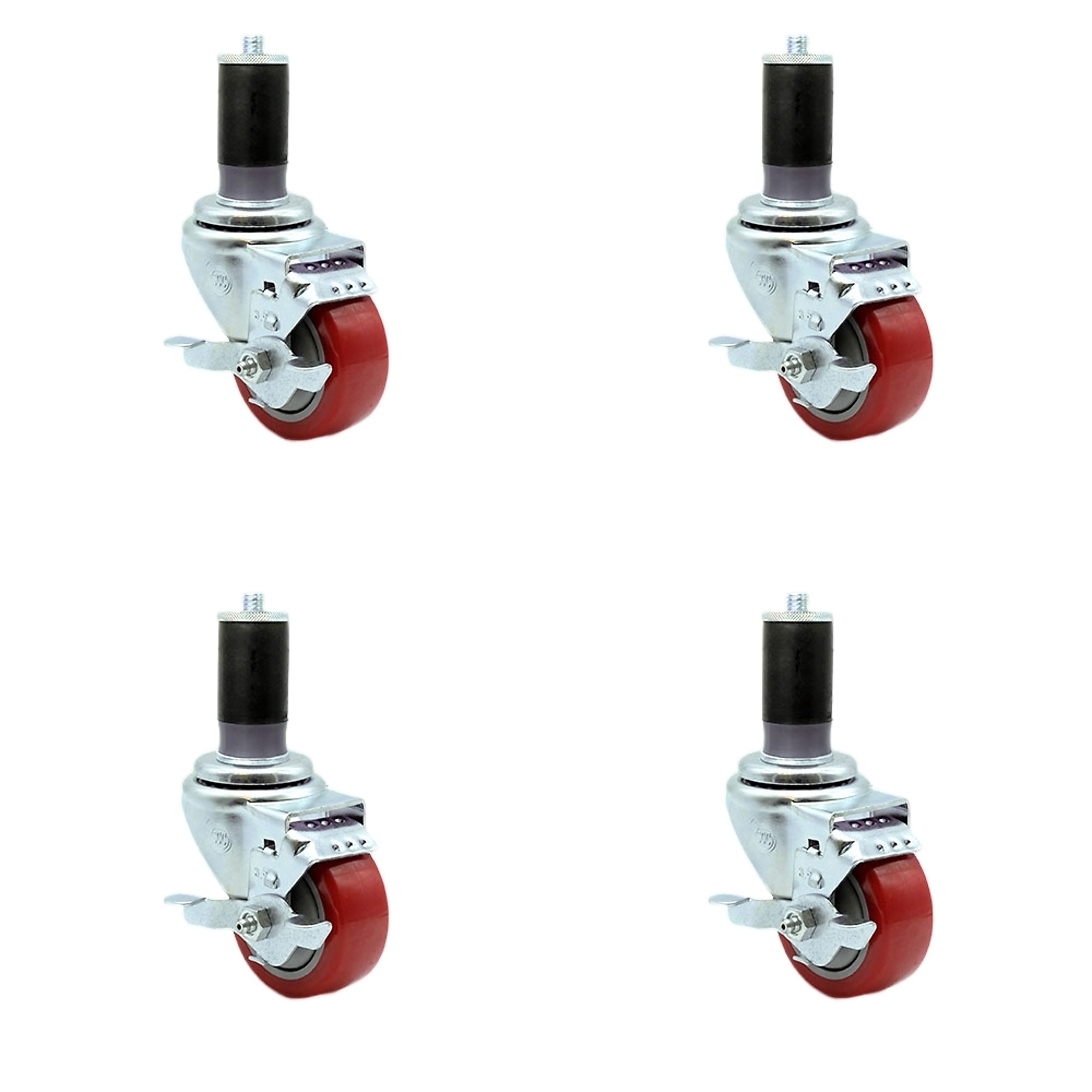 Service Caster, 3 1/2Inch x 1 1/4Inch Stem Casters, Wheel Diameter 3.5 in, Caster Type Rigid, Package (qty.) 4, Model SCC-EX20S3514-PPUB-RED-TLB-MTG46