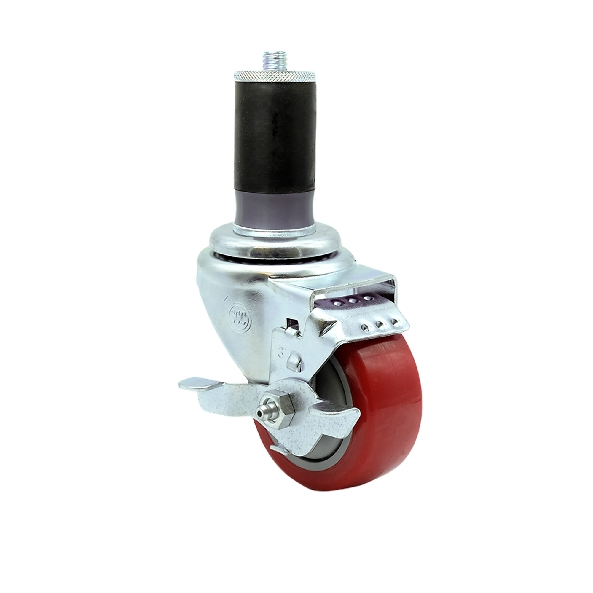 Service Caster, 3Inch x 1 1/4Inch Stem Caster, Wheel Diameter 3 in, Caster Type Swivel, Package (qty.) 1, Model SCC-EX20S314-PPUB-RED-TLB-MTG47