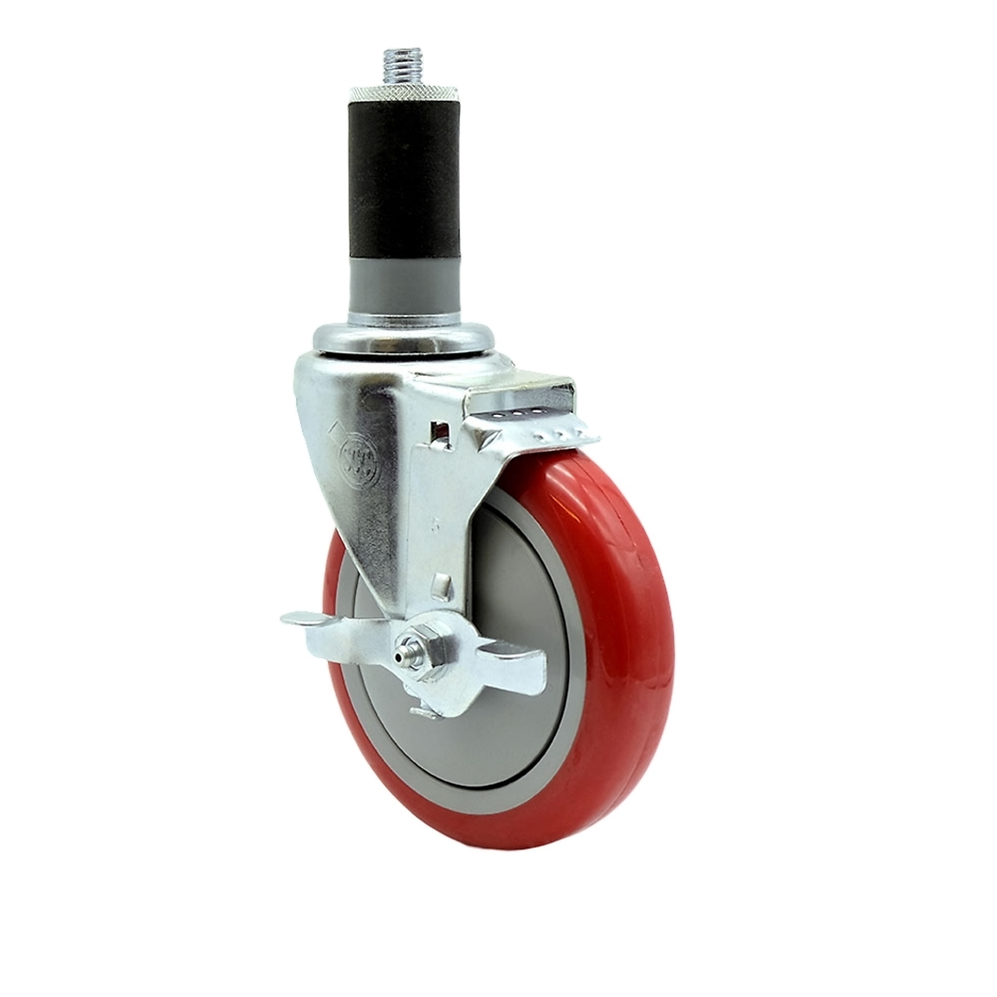 Service Caster, 5Inch x 1 1/4Inch Stem Caster, Wheel Diameter 5 in, Caster Type Swivel, Package (qty.) 1, Model SCC-EX20S514-PPUB-RED-TLB-MTG47