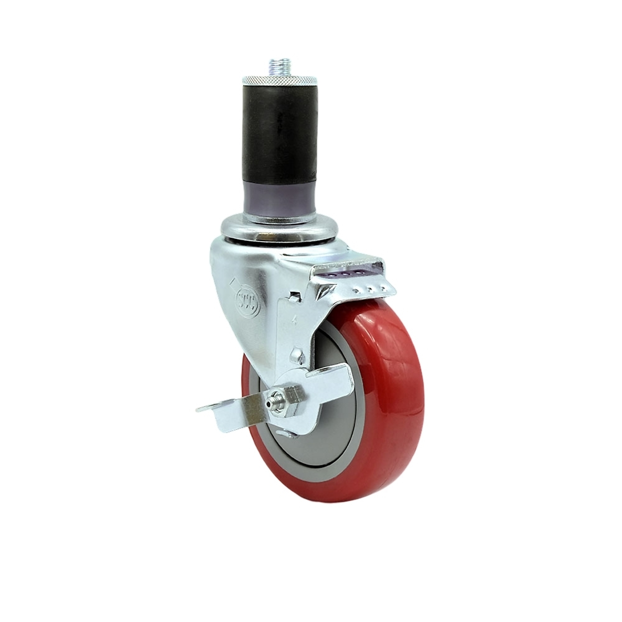 Service Caster, 4Inch x 1 1/4Inch Stem Caster, Wheel Diameter 4 in, Caster Type Swivel, Package (qty.) 1, Model SCC-EX20S414-PPUB-RED-TLB-MTG47