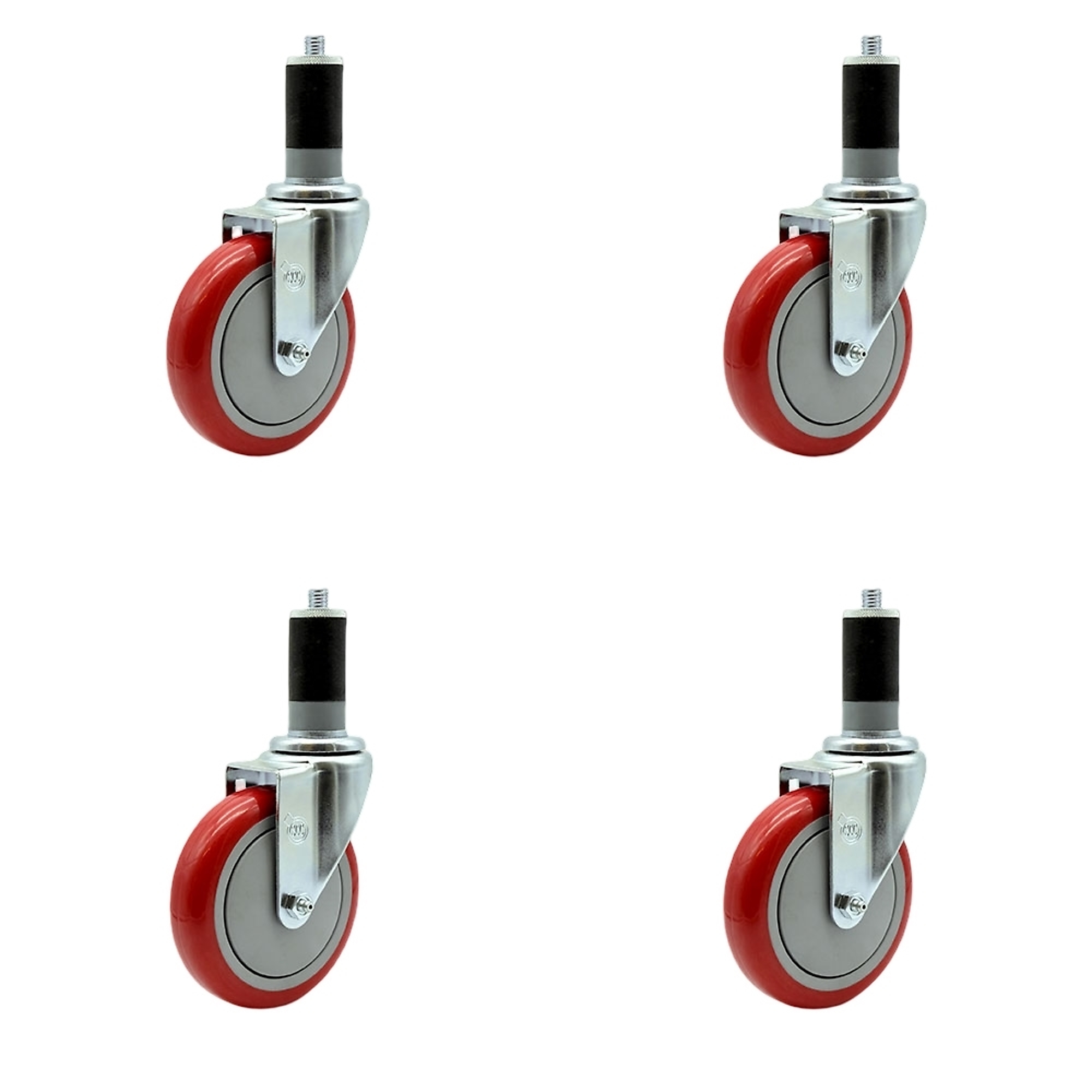 Service Caster, 5Inch x 1 1/4Inch Stem Casters, Wheel Diameter 5 in, Caster Type Rigid, Package (qty.) 4, Model SCC-EX20S514-PPUB-RED-MTG47-4