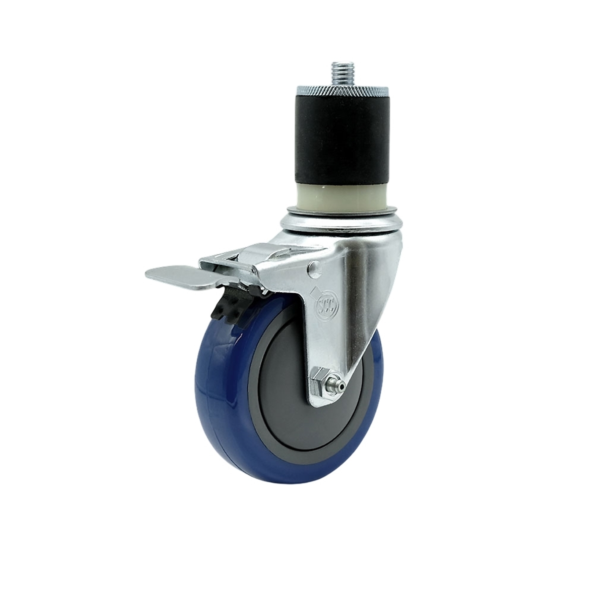 Service Caster, 4Inch x 1 1/4Inch Stem Caster, Wheel Diameter 4 in, Caster Type Swivel, Package (qty.) 1, Model SCC-SSTTLEX20S414-PPUB-BLUE-MTG21