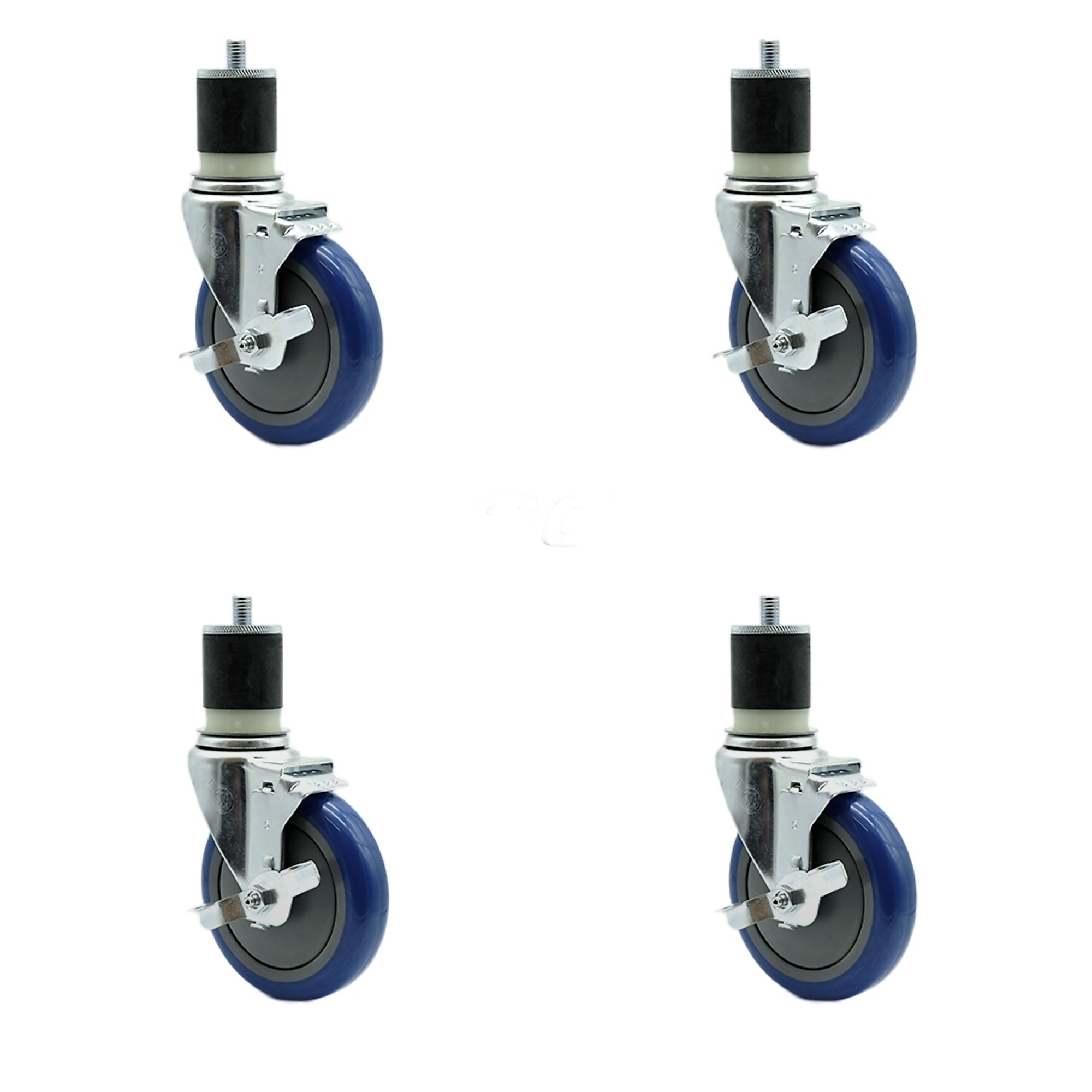 Service Caster, 5Inch x 1 1/4Inch Stem Casters, Wheel Diameter 5 in, Caster Type Rigid, Package (qty.) 4, Model SCC-SSEX20S514-PPUB-BLUE-TLB-MTG21-4