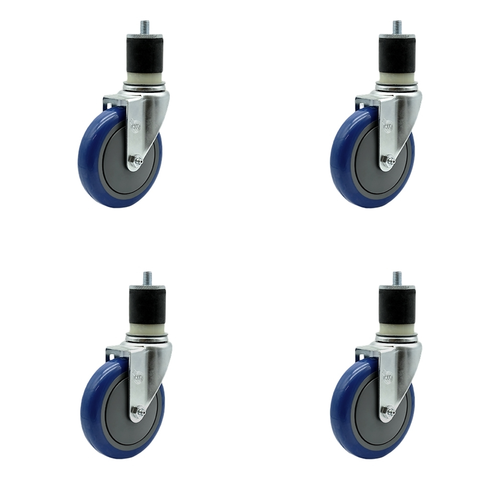 Service Caster, 5Inch x 1 1/4Inch Stem Casters, Wheel Diameter 5 in, Caster Type Rigid, Package (qty.) 4, Model SCC-SSEX20S514-PPUB-BLUE-MTG21-4