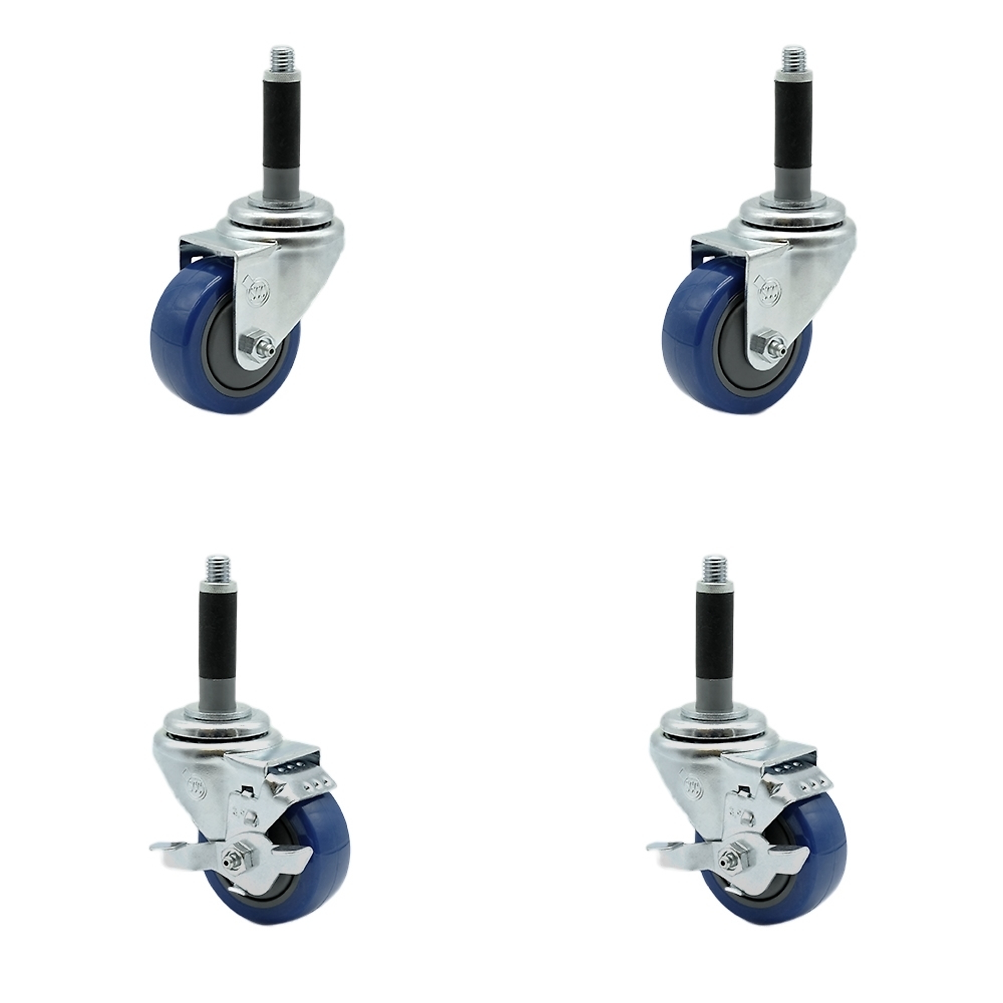 Service Caster, 3 1/2Inch x 1 1/4Inch Stem Casters, Wheel Diameter 3.5 in, Caster Type Swivel, Package (qty.) 4, Model SCC-SSEX20S3514-PPUBBLU2-TLB-2-