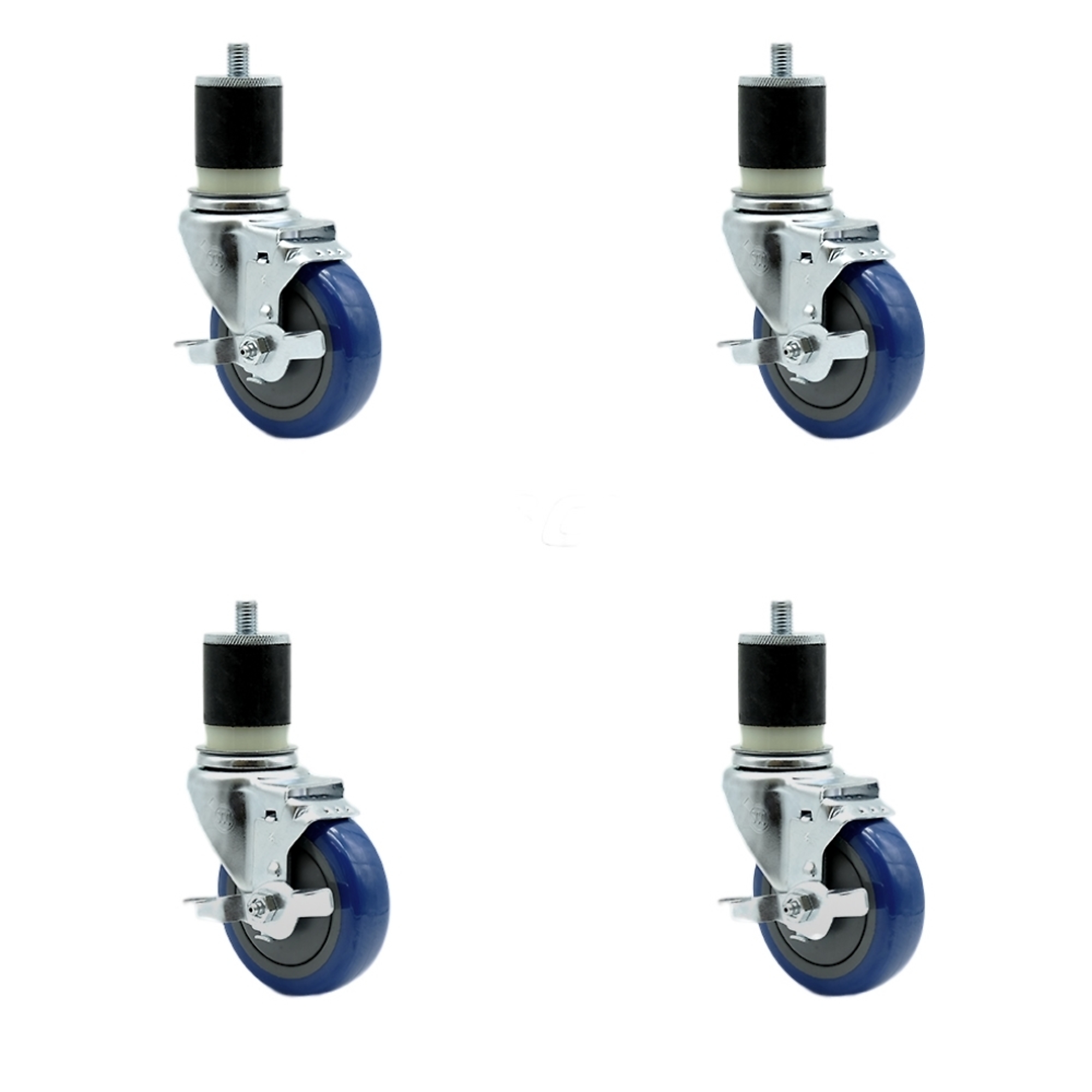 Service Caster, 4Inch x 1 1/4Inch Stem Casters, Wheel Diameter 4 in, Caster Type Rigid, Package (qty.) 4, Model SCC-SSEX20S414-PPUB-BLUE-TLB-MTG21-4