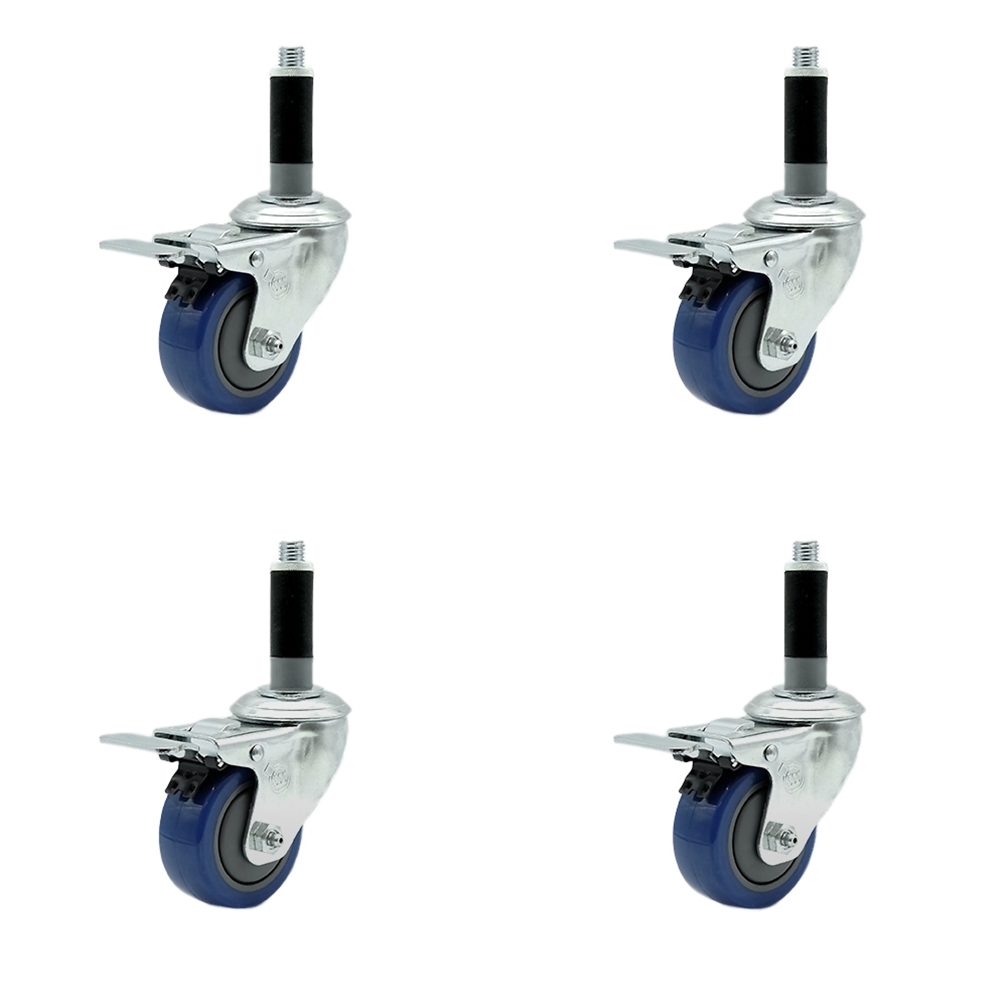 Service Caster, 3 1/2Inch x 1 1/4Inch Stem Casters, Wheel Diameter 3.5 in, Caster Type Rigid, Package (qty.) 4, Model SCC-SSTTLEX20S3514-PPUB-BLUE-