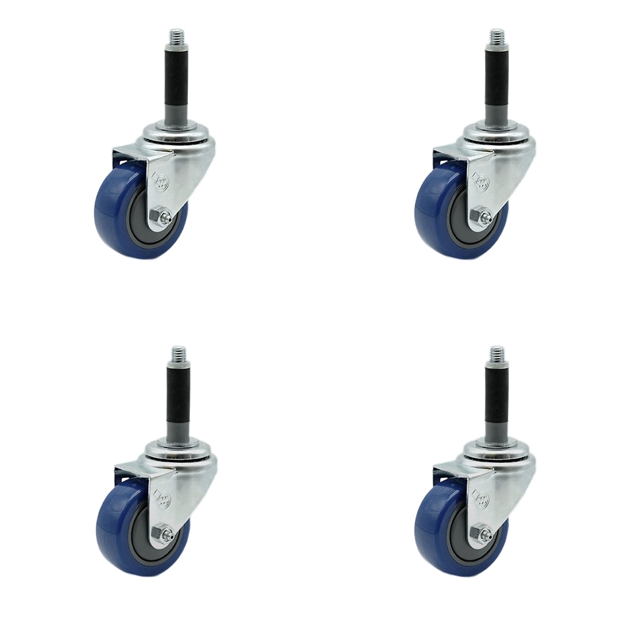 Service Caster, 3 1/2Inch x 1 1/4Inch Stem Casters, Wheel Diameter 3.5 in, Caster Type Rigid, Package (qty.) 4, Model SCC-SSEX20S3514-PPUB-BLUE-MTG40-