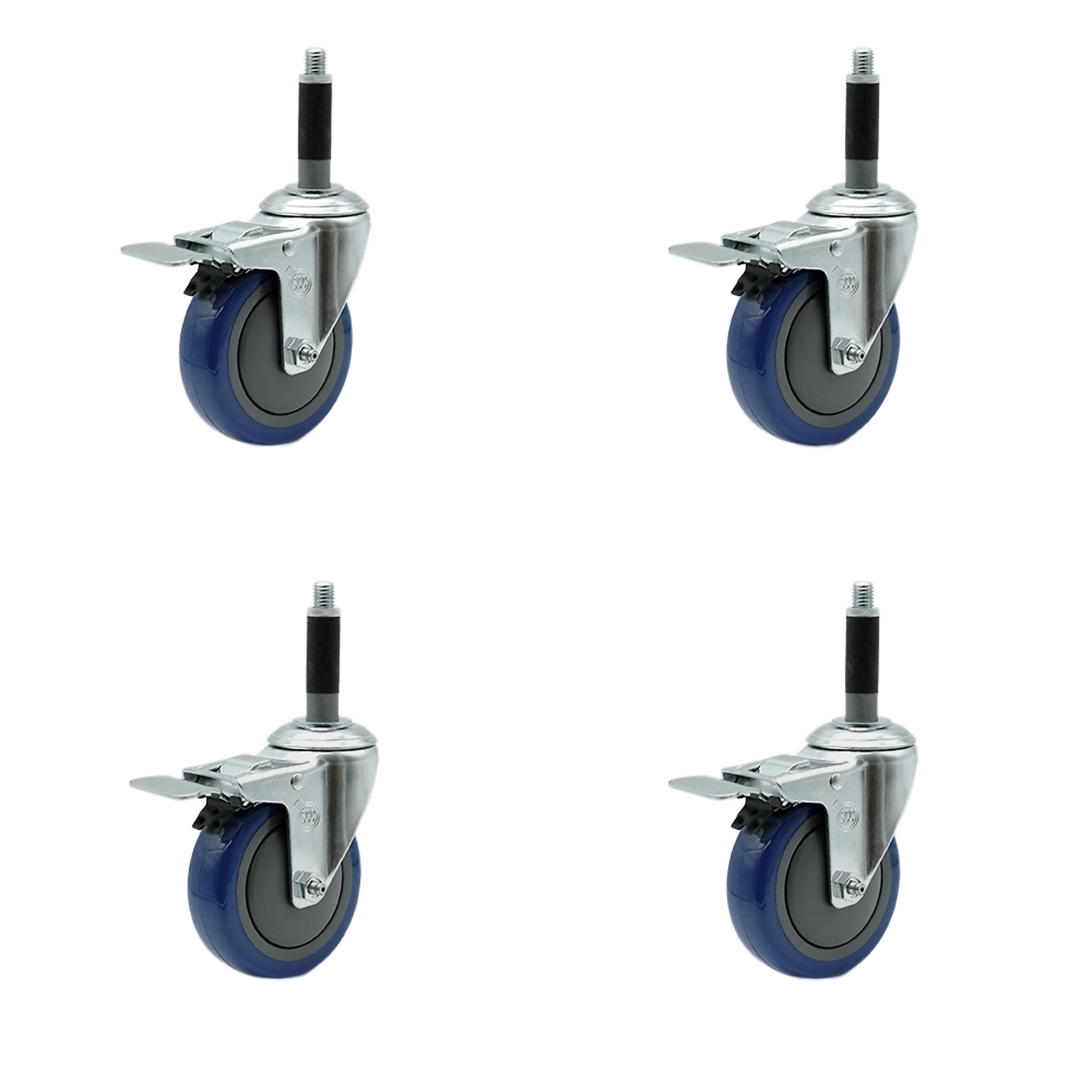 Service Caster, 4Inch x 1 1/4Inch Stem Casters, Wheel Diameter 4 in, Caster Type Rigid, Package (qty.) 4, Model SCC-SSTTLEX20S414-PPUB-BLUE-MTG40-4