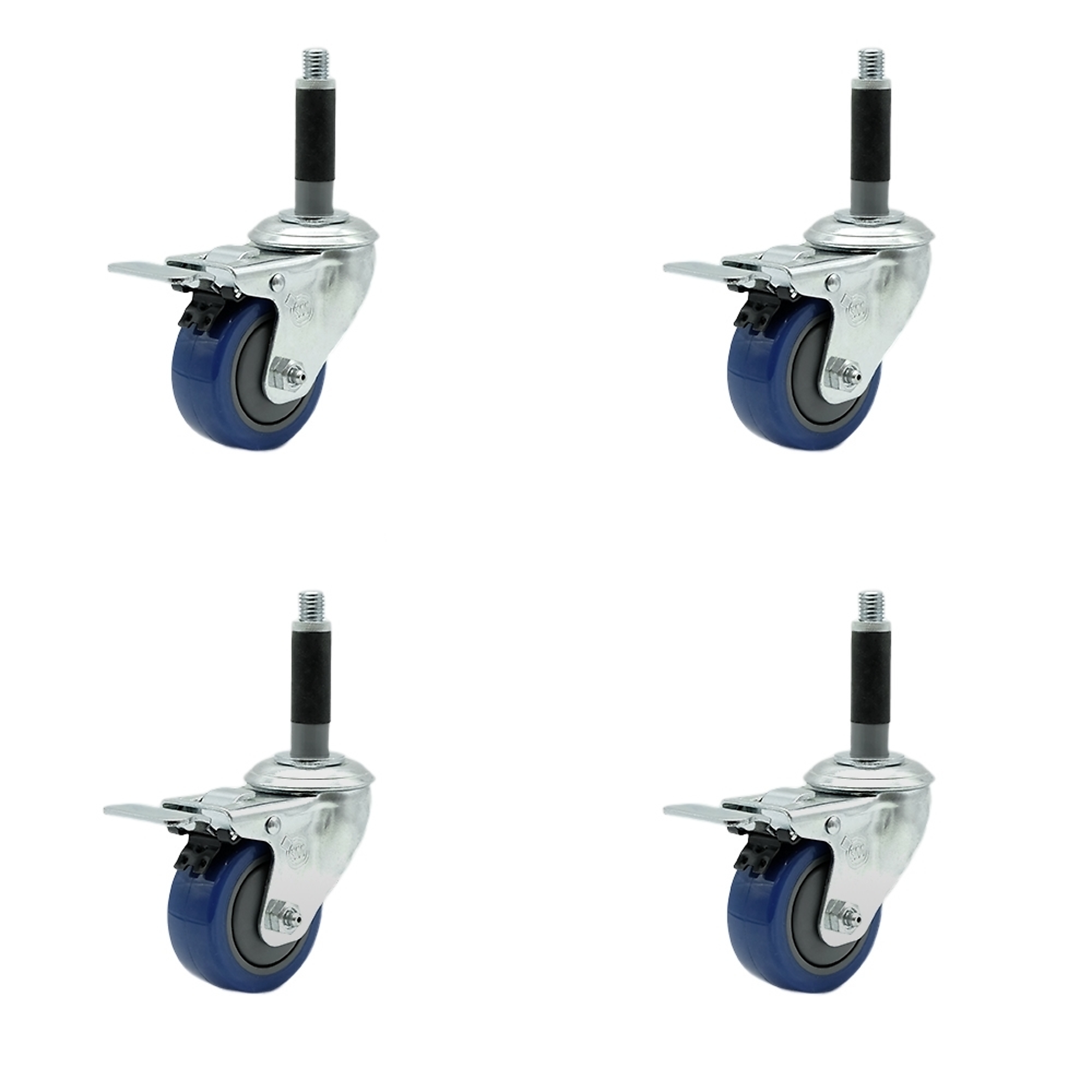 Service Caster, 3 1/2Inch x 1 1/4Inch Stem Casters, Wheel Diameter 3.5 in, Caster Type Rigid, Package (qty.) 4, Model SCC-SSTTLEX20S3514-PPUB-BLUE-