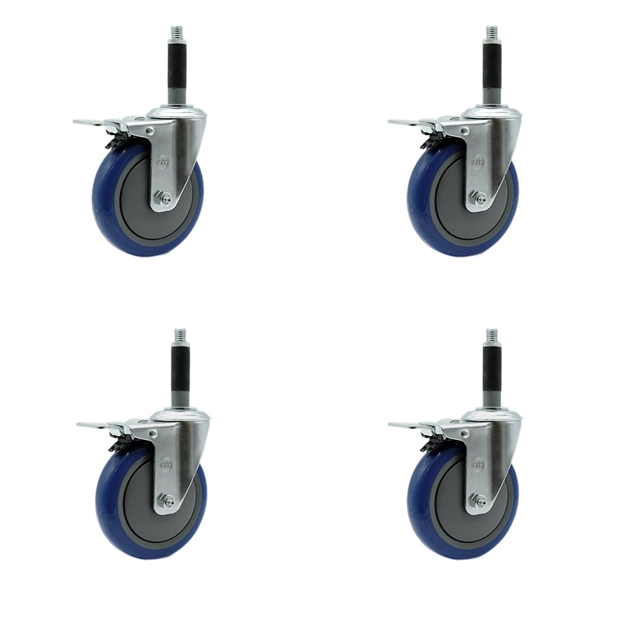 Service Caster, 5Inch x 1 1/4Inch Stem Casters, Wheel Diameter 5 in, Caster Type Rigid, Package (qty.) 4, Model SCC-SSTTLEX20S514-PPUB-BLUE-MTG40-4