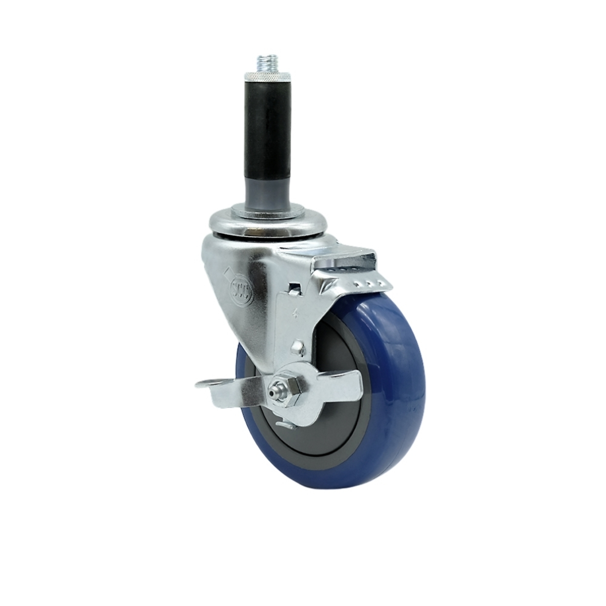 Service Caster, 4Inch x 1 1/4Inch Stem Caster, Wheel Diameter 4 in, Caster Type Swivel, Package (qty.) 1, Model SCC-SSEX20S414-PPUB-BLUE-TLB-MTG41