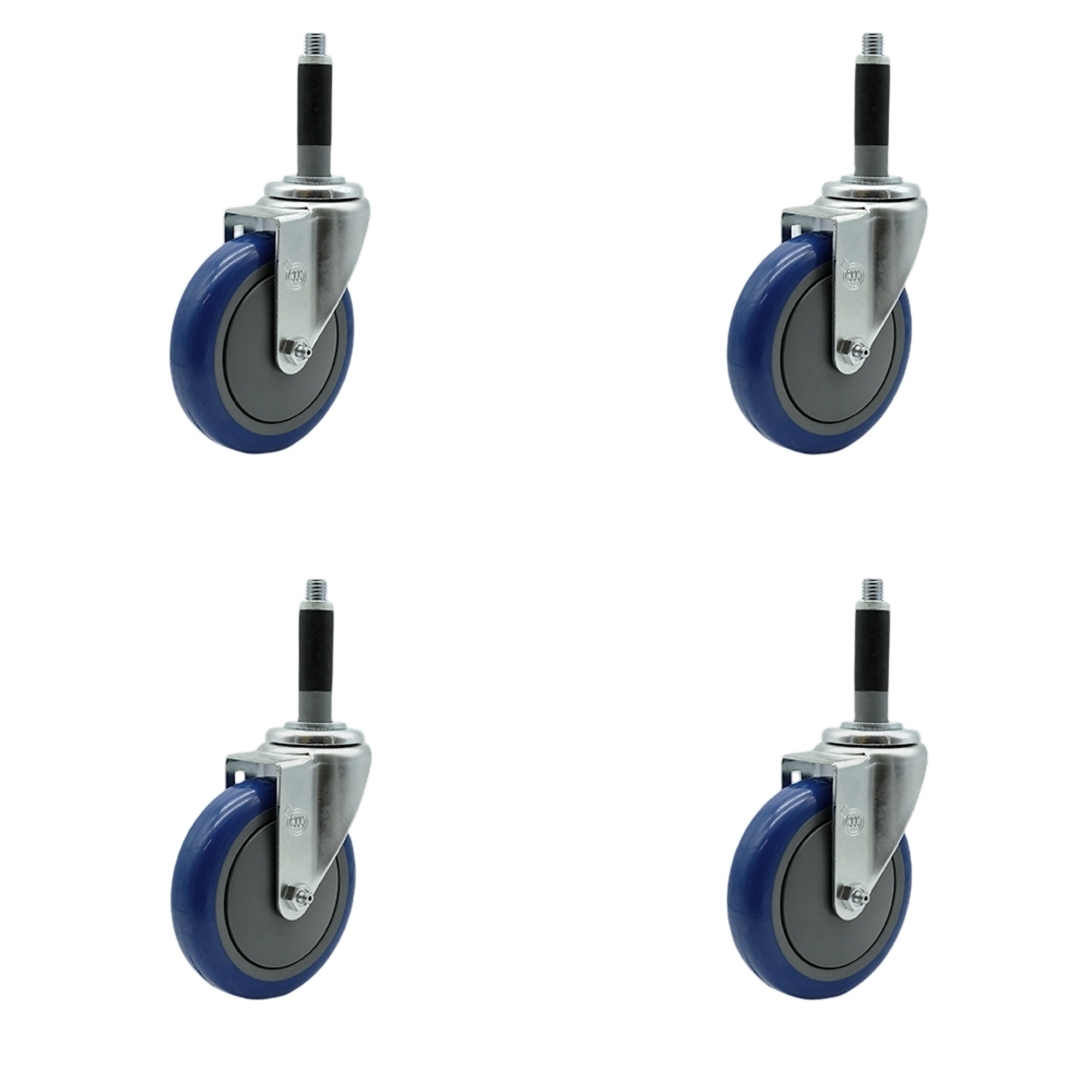 Service Caster, 5Inch x 1 1/4Inch Stem Casters, Wheel Diameter 5 in, Caster Type Rigid, Package (qty.) 4, Model SCC-SSEX20S514-PPUB-BLUE-MTG40-4