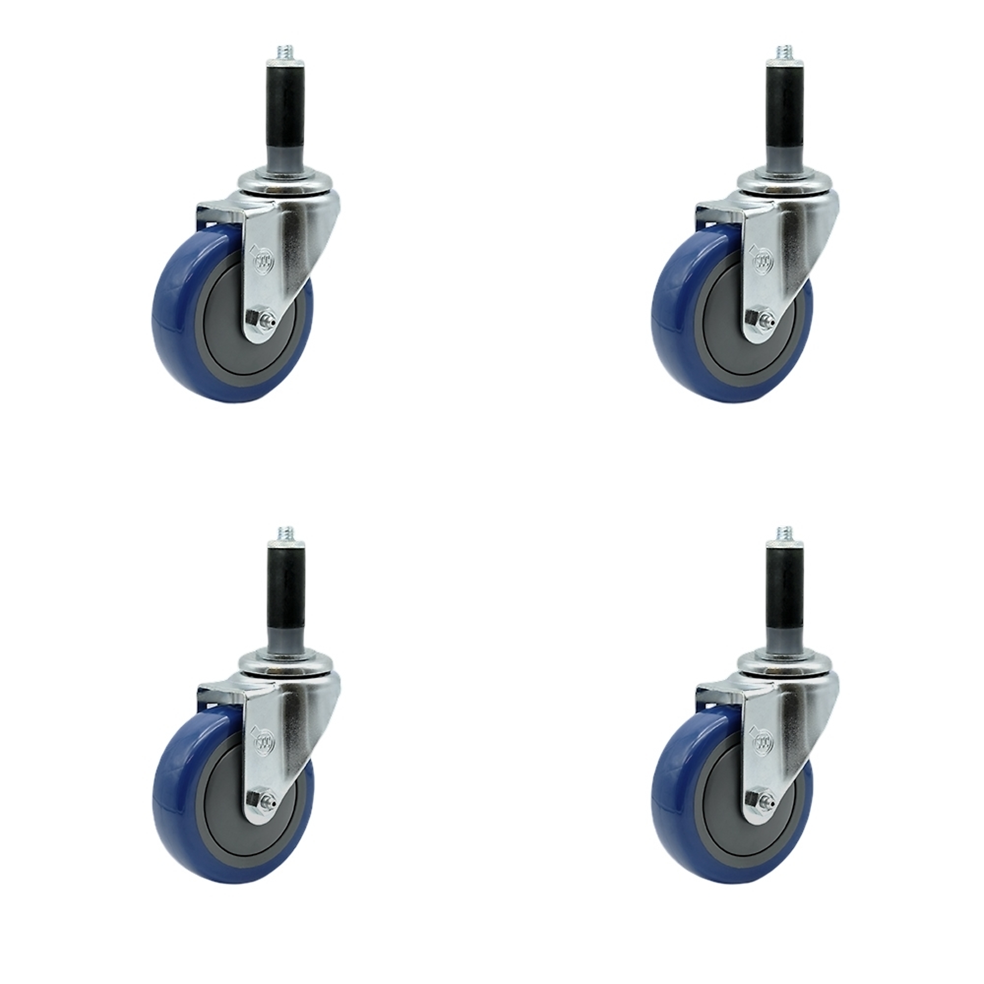 Service Caster, 4Inch x 1 1/4Inch Stem Casters, Wheel Diameter 4 in, Caster Type Rigid, Package (qty.) 4, Model SCC-SSEX20S414-PPUB-BLUE-MTG41-4