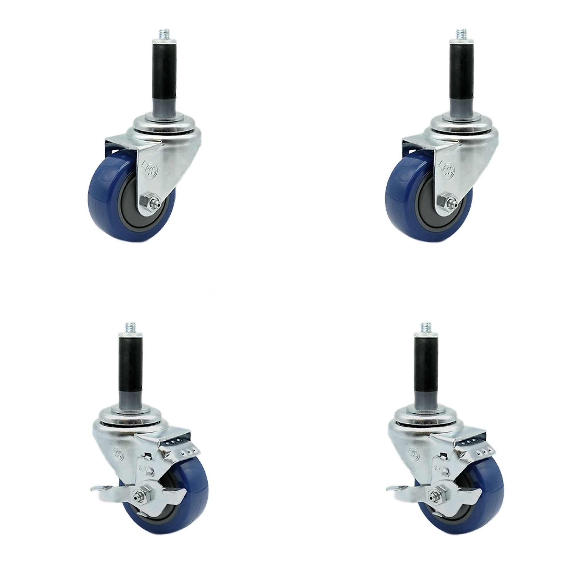 Service Caster, 3 1/2Inch x 1 1/4Inch Stem Casters, Wheel Diameter 3.5 in, Caster Type Swivel, Package (qty.) 4, Model SCC-SSEX20S3514-PPUBBLU2-TLB-2-