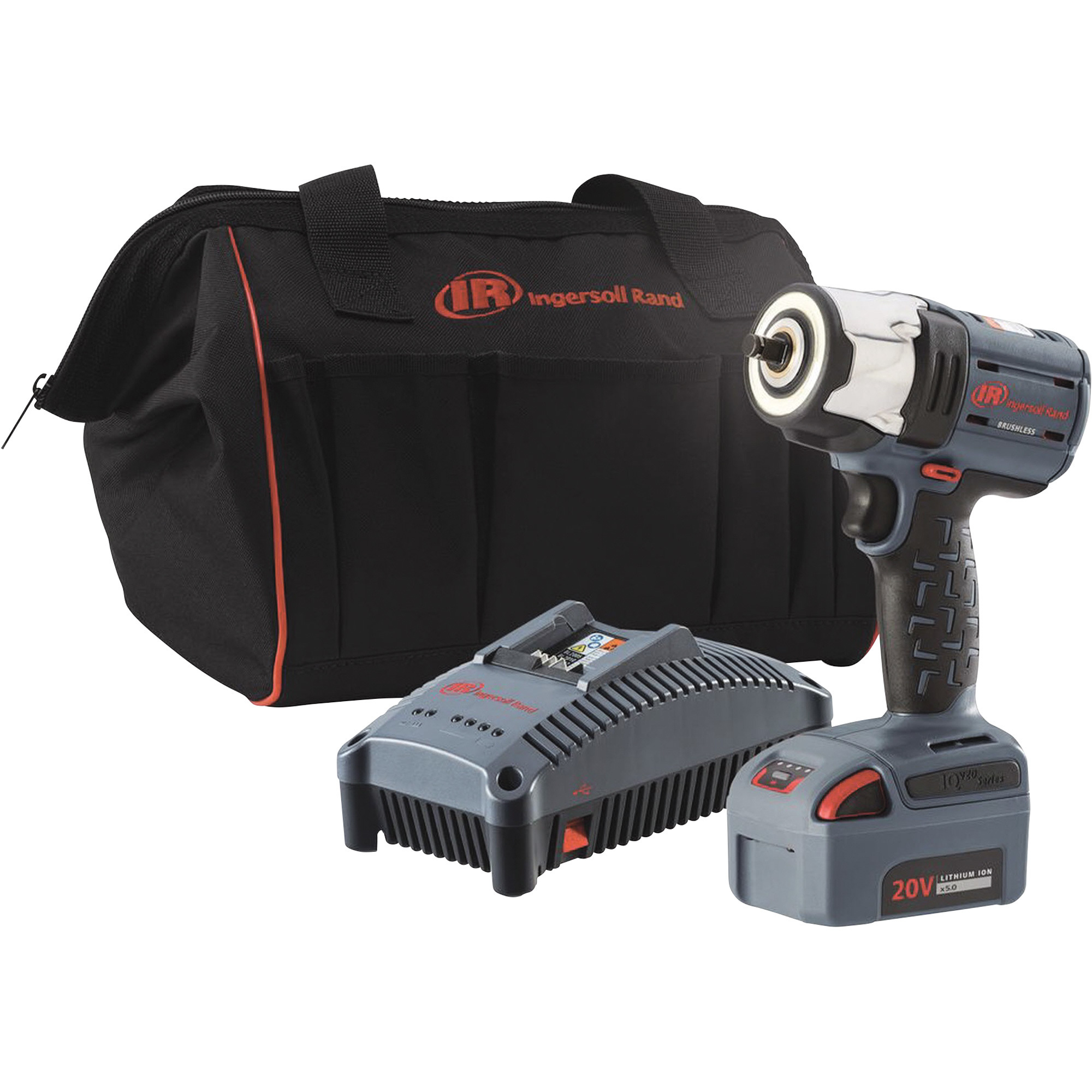 Ingersoll Rand IQV20 Series 20V Lightweight Cordless Impact Wrench Kit, 3/8Inch Drive, 550 Ft./Lbs. Torque, One Battery, Model W5132-K12