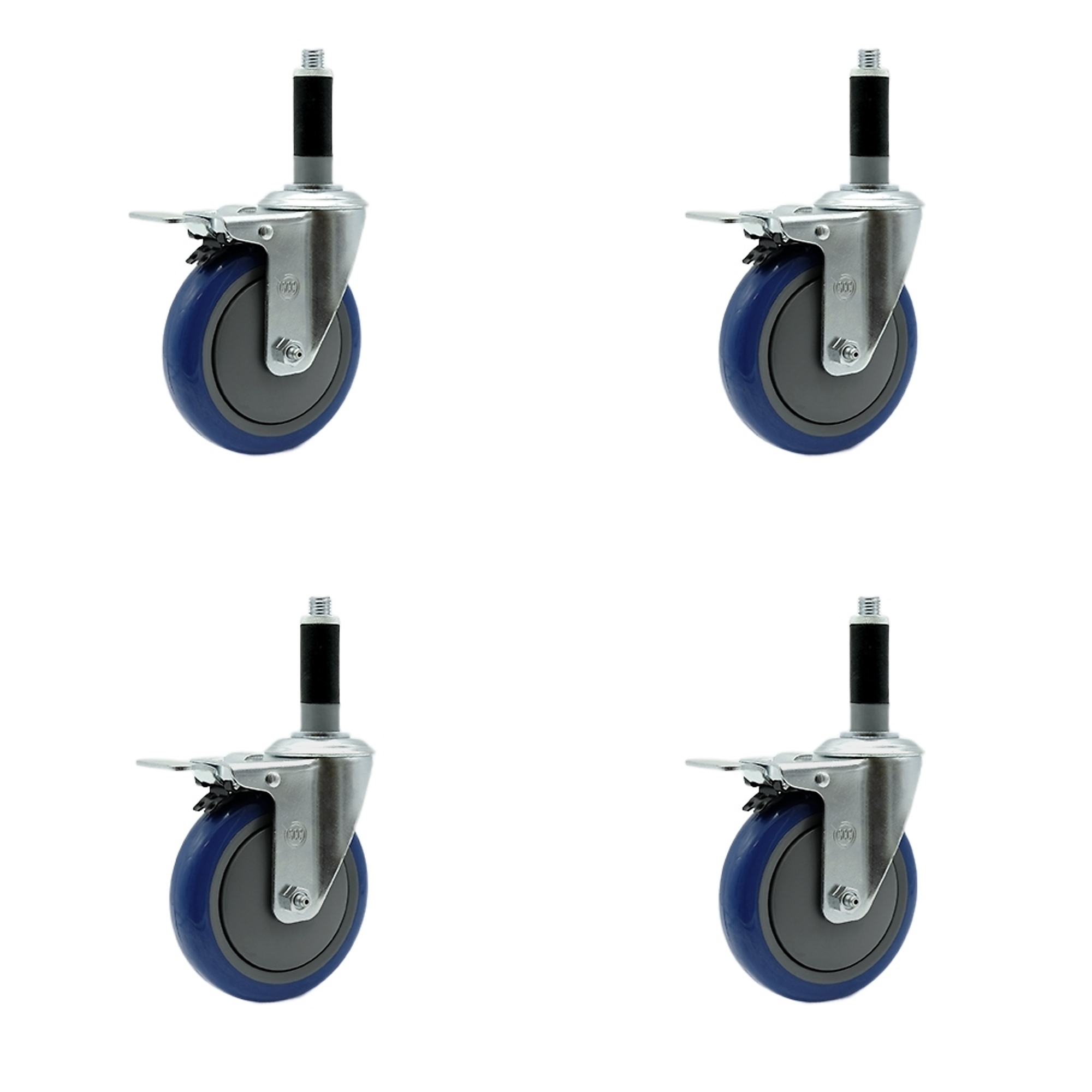 Service Caster, 5Inch x 1 1/4Inch Stem Casters, Wheel Diameter 5 in, Caster Type Rigid, Package (qty.) 4, Model SCC-SSTTLEX20S514-PPUB-BLUE-MTG41-4