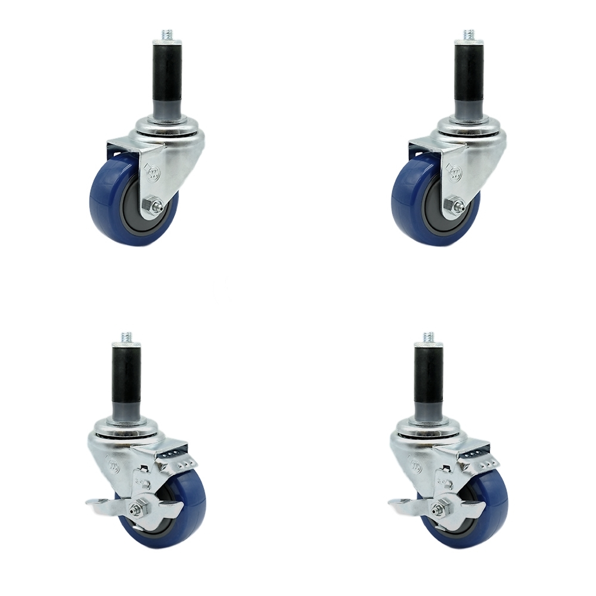 Service Caster, 3 1/2Inch x 1 1/4Inch Stem Casters, Wheel Diameter 3.5 in, Caster Type Swivel, Package (qty.) 4, Model SCC-SSEX20S3514-PPUBBLU2-TLB-2-