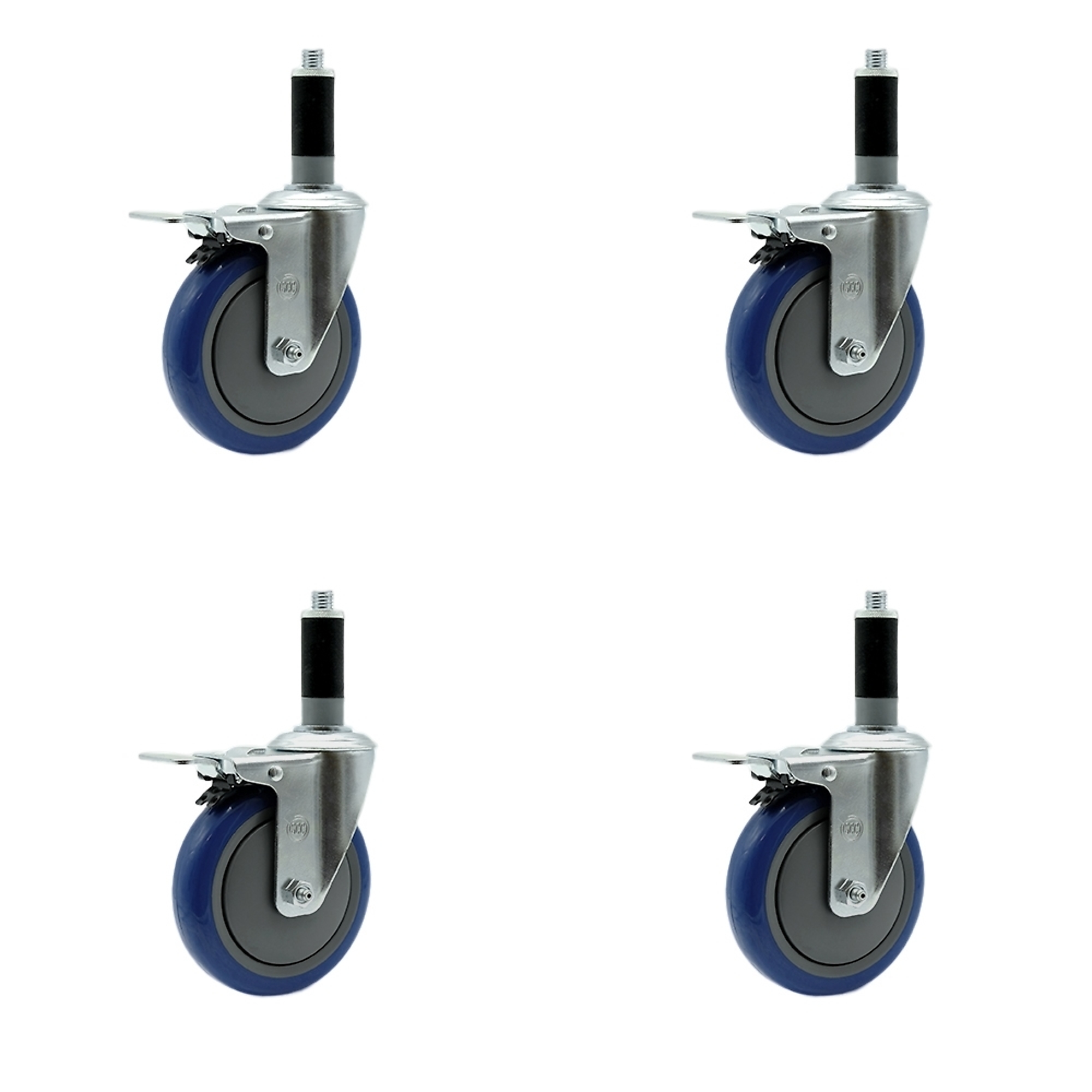 Service Caster, 5Inch x 1 1/4Inch Stem Casters, Wheel Diameter 5 in, Caster Type Rigid, Package (qty.) 4, Model SCC-SSTTLEX20S514-PPUB-BLUE-MTG42-4