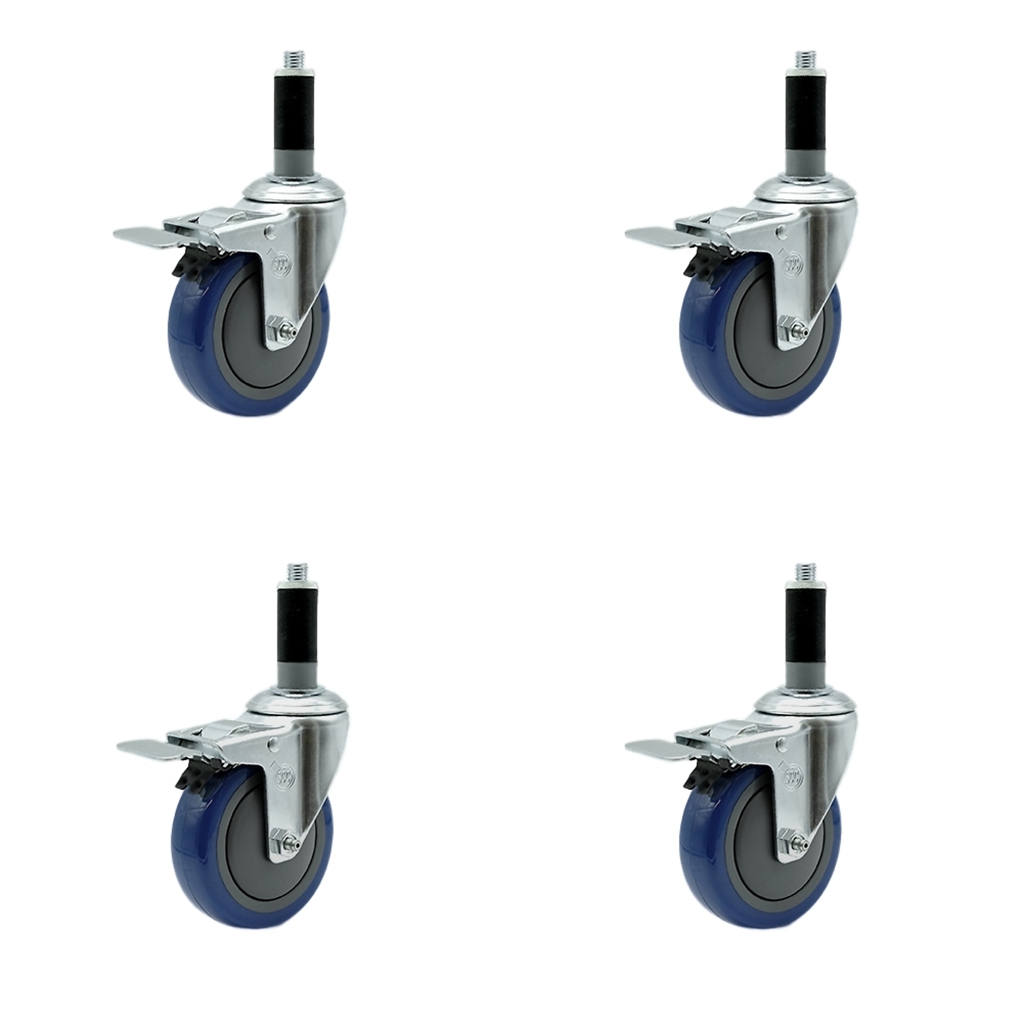 Service Caster, 4Inch x 1 1/4Inch Stem Casters, Wheel Diameter 4 in, Caster Type Rigid, Package (qty.) 4, Model SCC-SSTTLEX20S414-PPUB-BLUE-MTG42-4